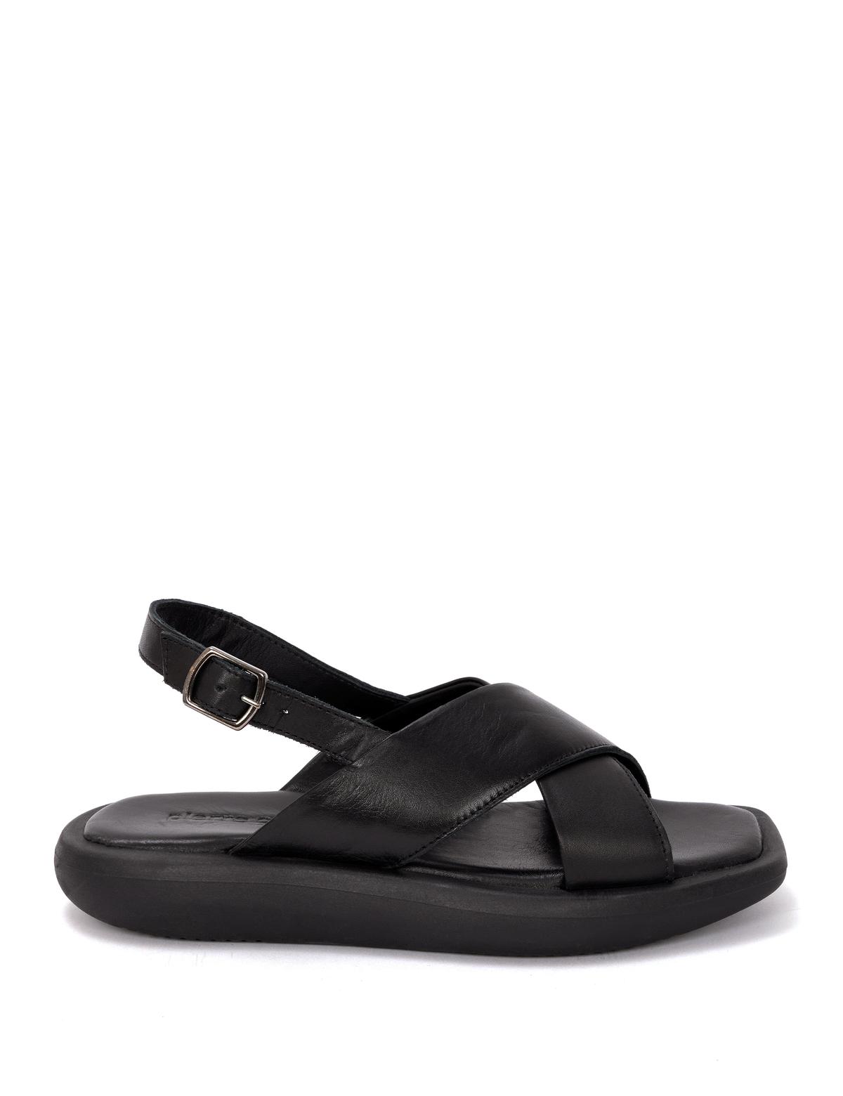Siyah Deri Sandalet - 50269963009