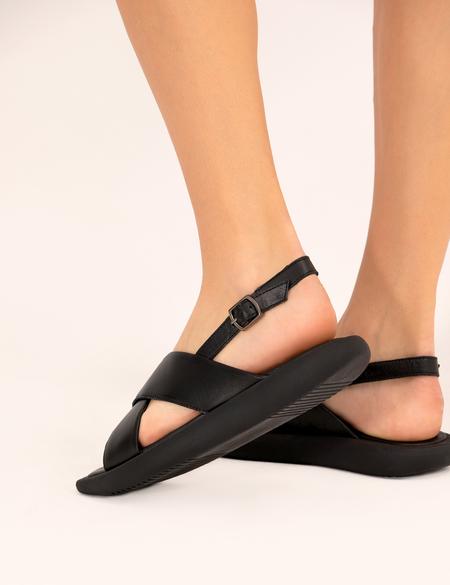 Siyah Deri Sandalet - 50269963009