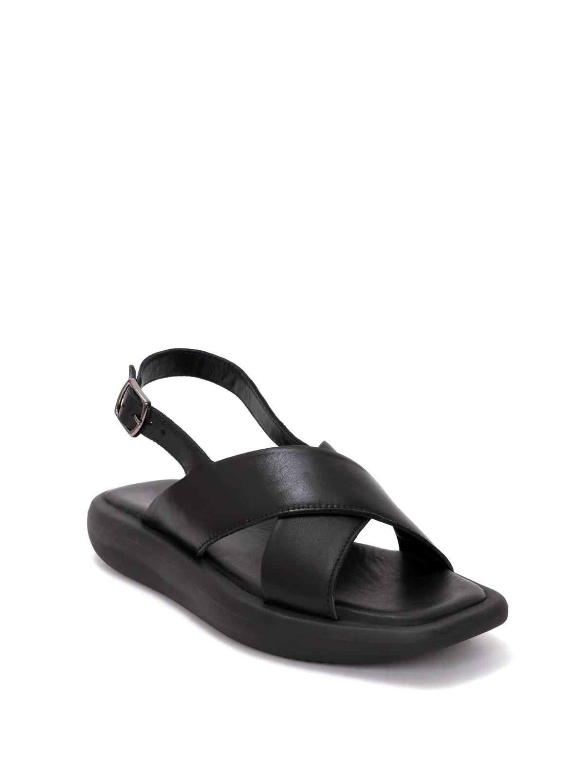 Siyah Deri Sandalet - 50269963009