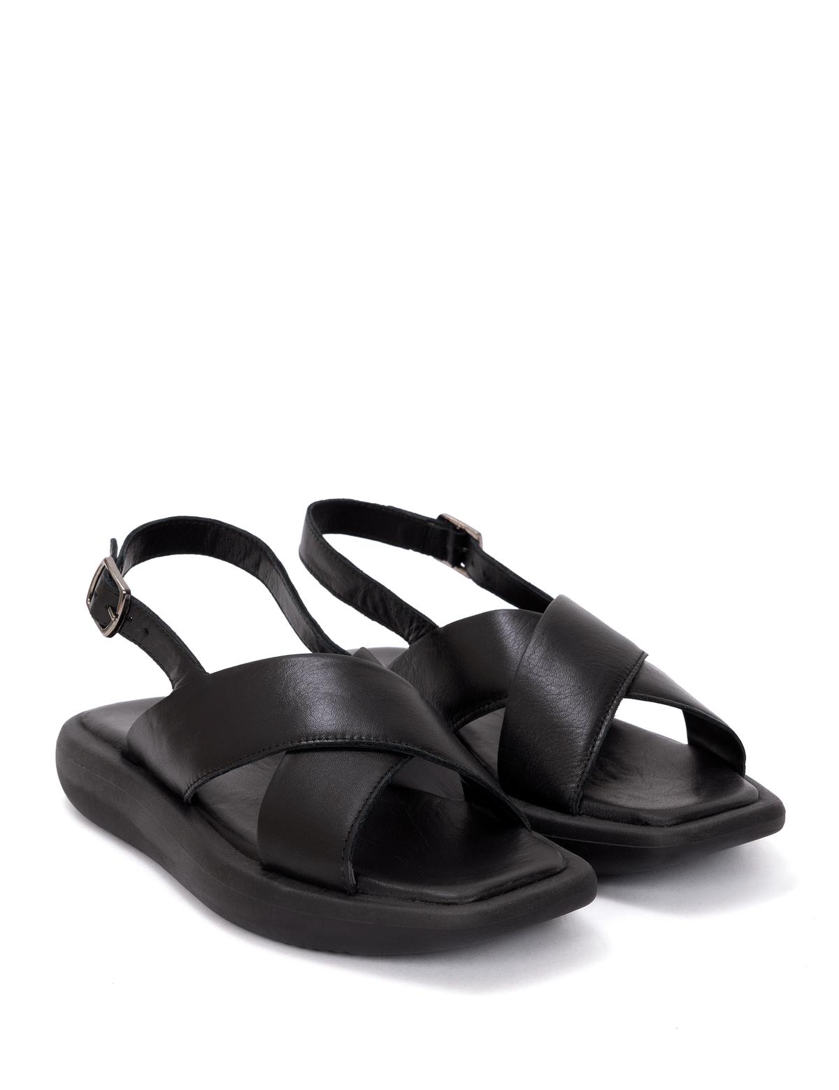 Siyah Deri Sandalet - 50269963009