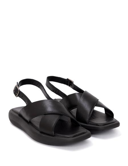 Siyah Deri Sandalet - 50269963009