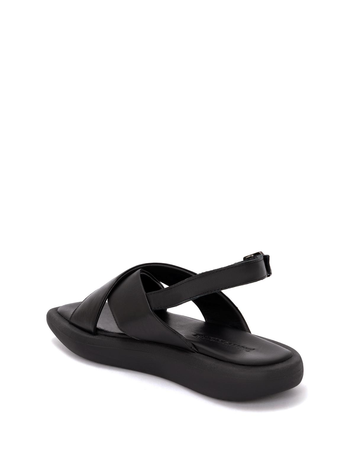 Siyah Deri Sandalet - 50269963009