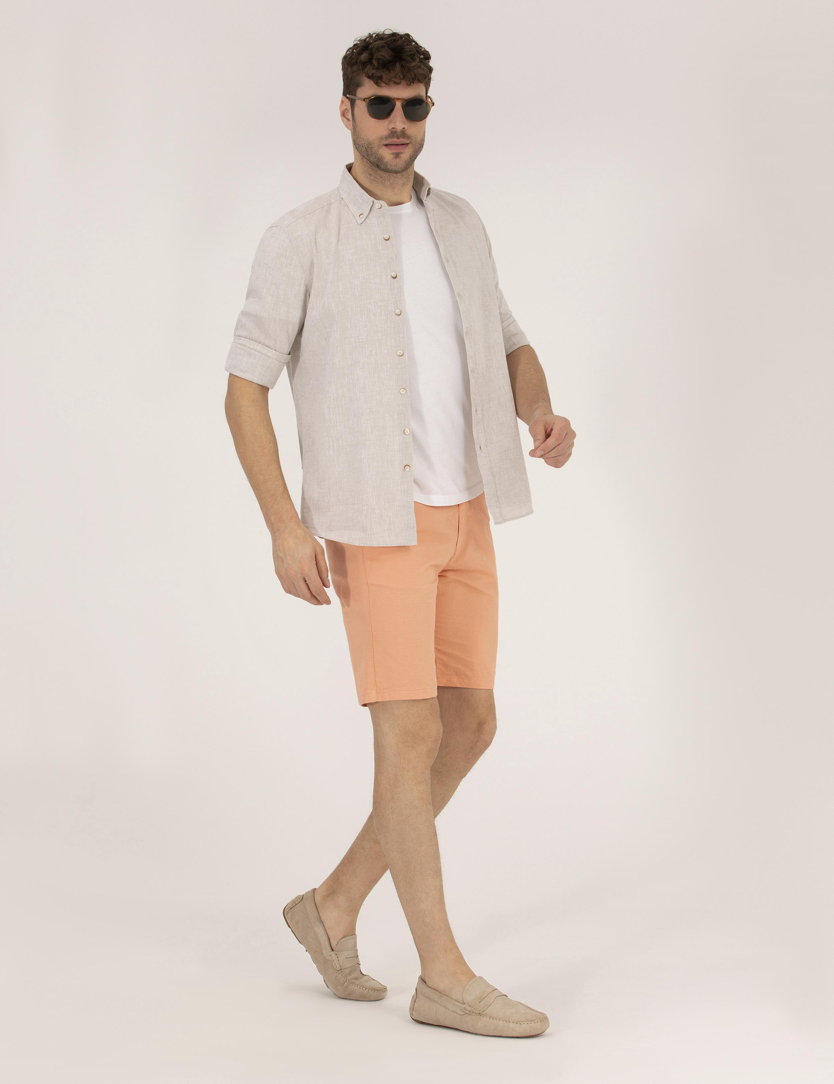 Açık Kahverengi Regular Fit Uzun Kollu Gömlek