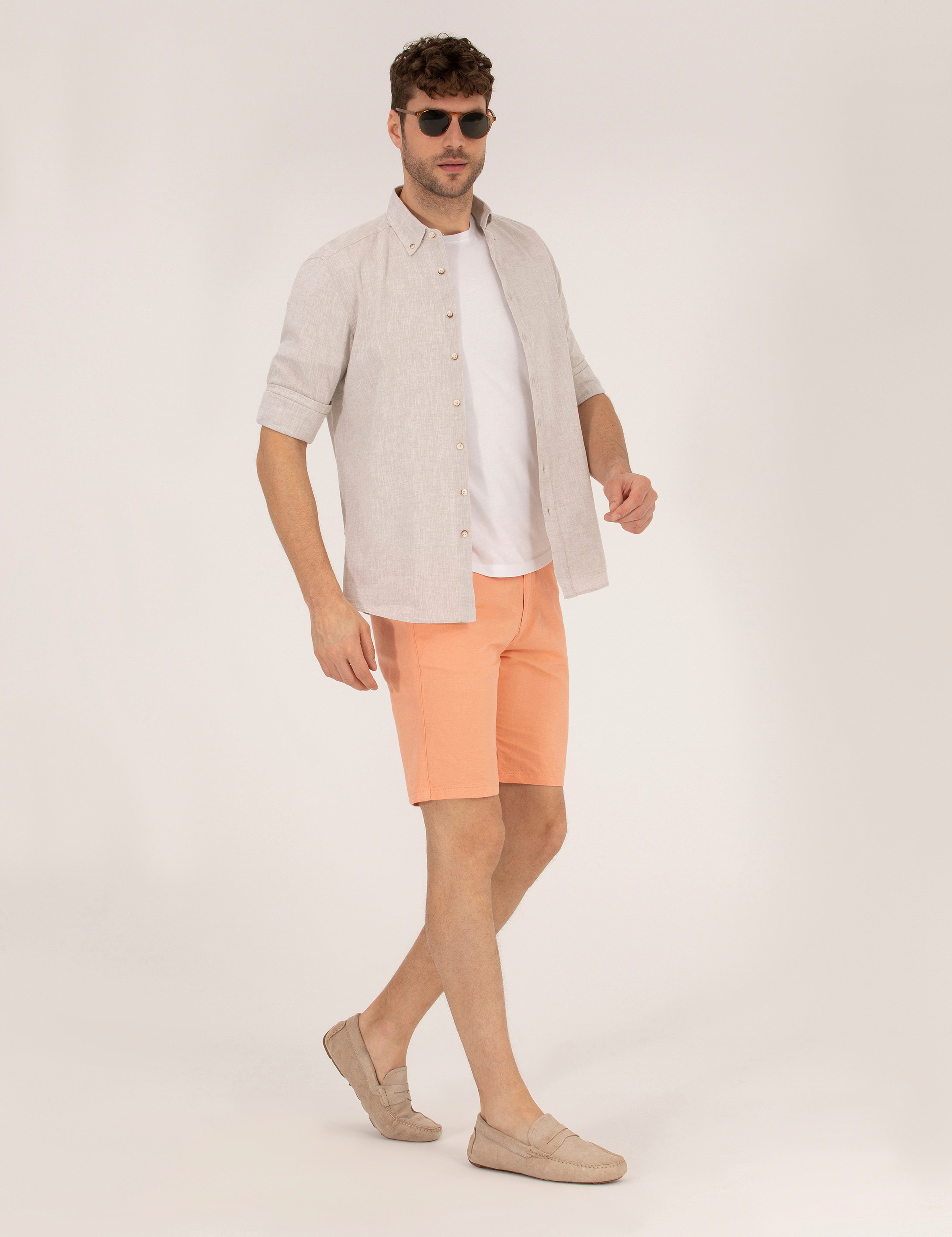 Açık Kahverengi Regular Fit Uzun Kollu Gömlek - Image 4