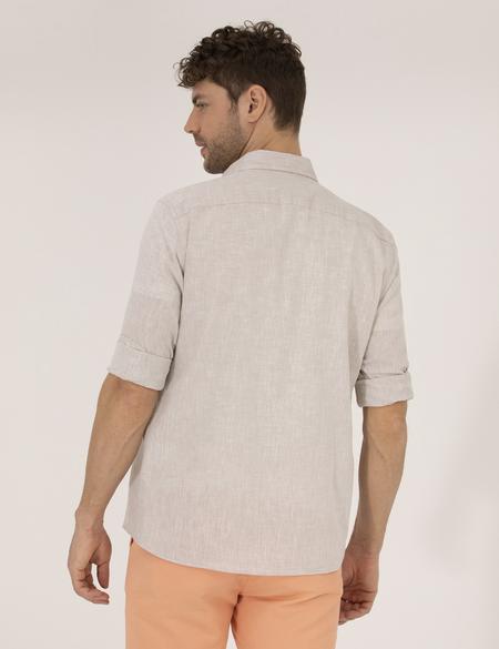 Açık Kahverengi Regular Fit Uzun Kollu Gömlek - 50265119168