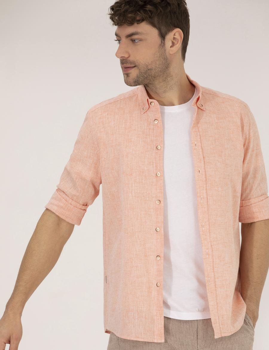 Turuncu Regular Fit Uzun Kollu Gömlek