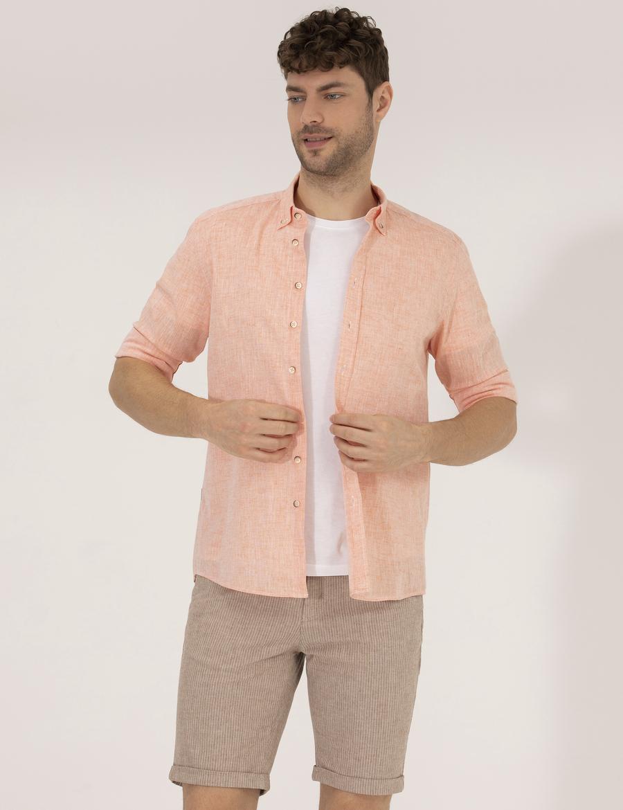 Turuncu Regular Fit Uzun Kollu Gömlek