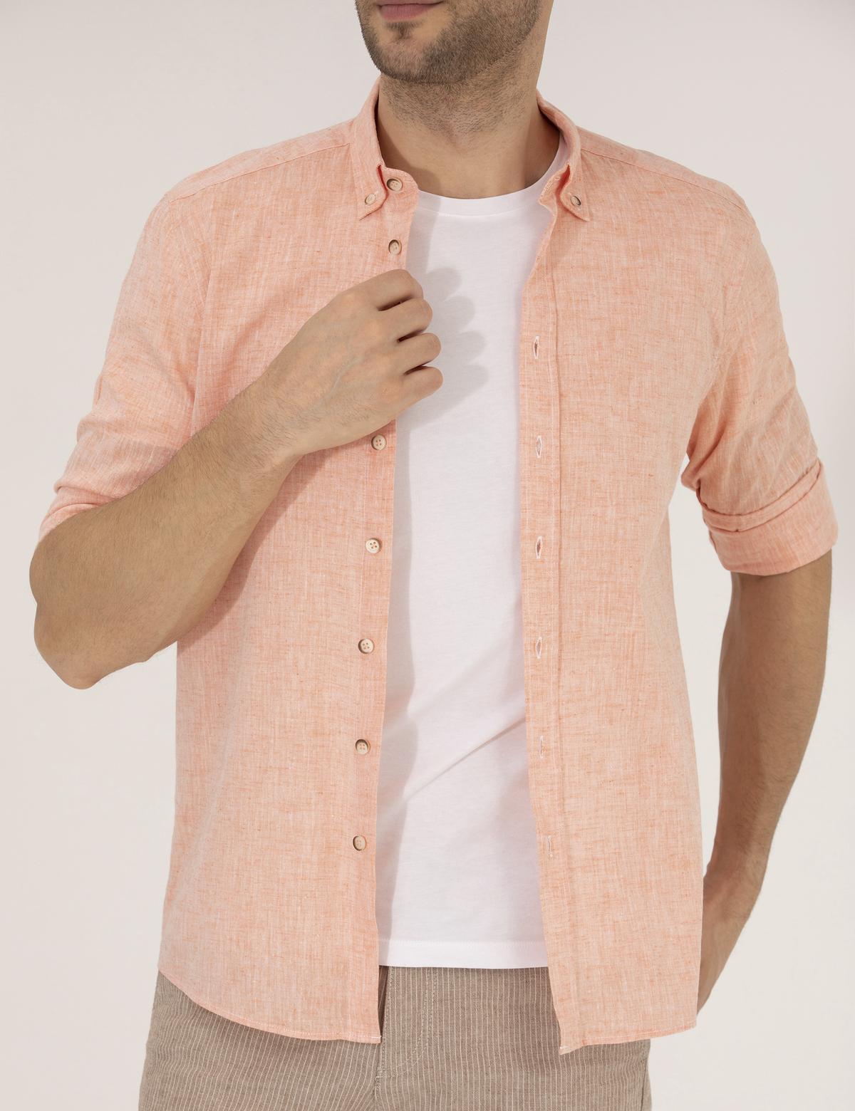 Turuncu Regular Fit Uzun Kollu Gömlek - 50265119208