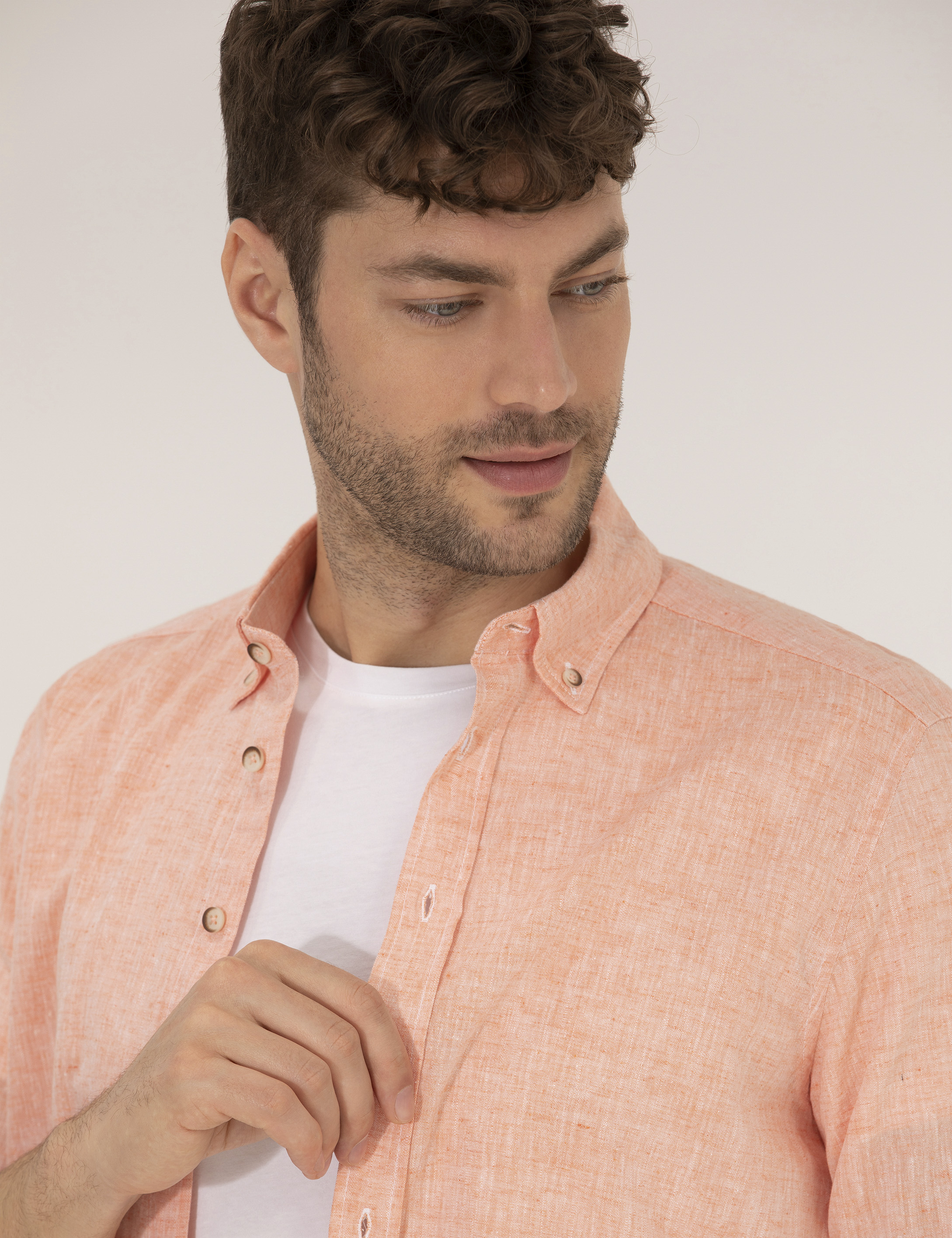 Pierre Cardin Turuncu Regular Fit Uzun Kollu Gömlek görsel 3