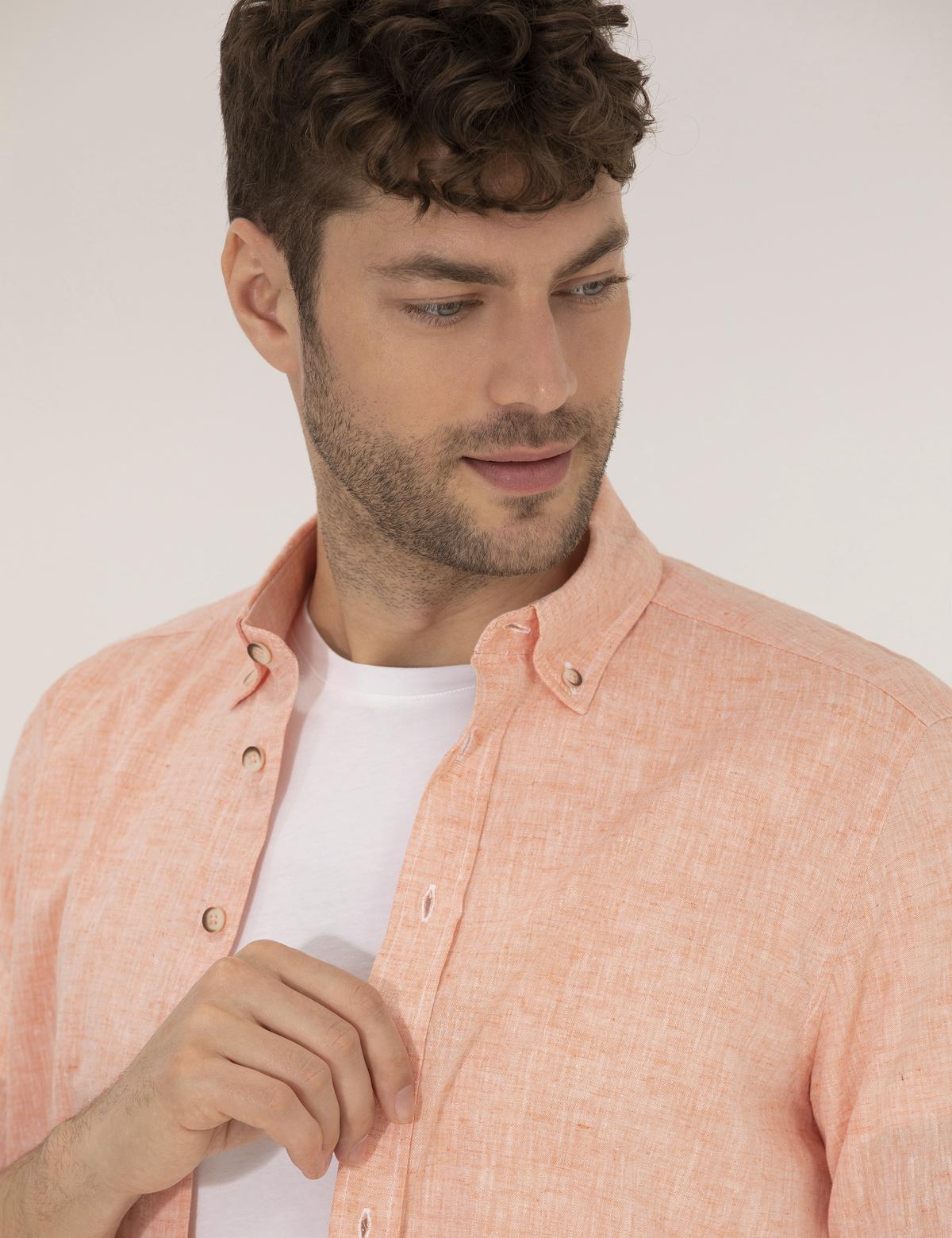 Turuncu Regular Fit Uzun Kollu Gömlek - 50265119208