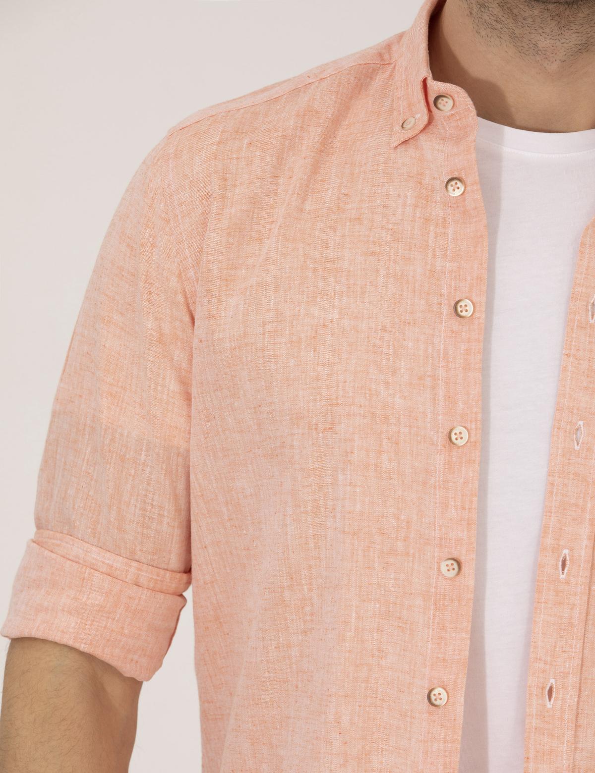 Turuncu Regular Fit Uzun Kollu Gömlek - 50265119208