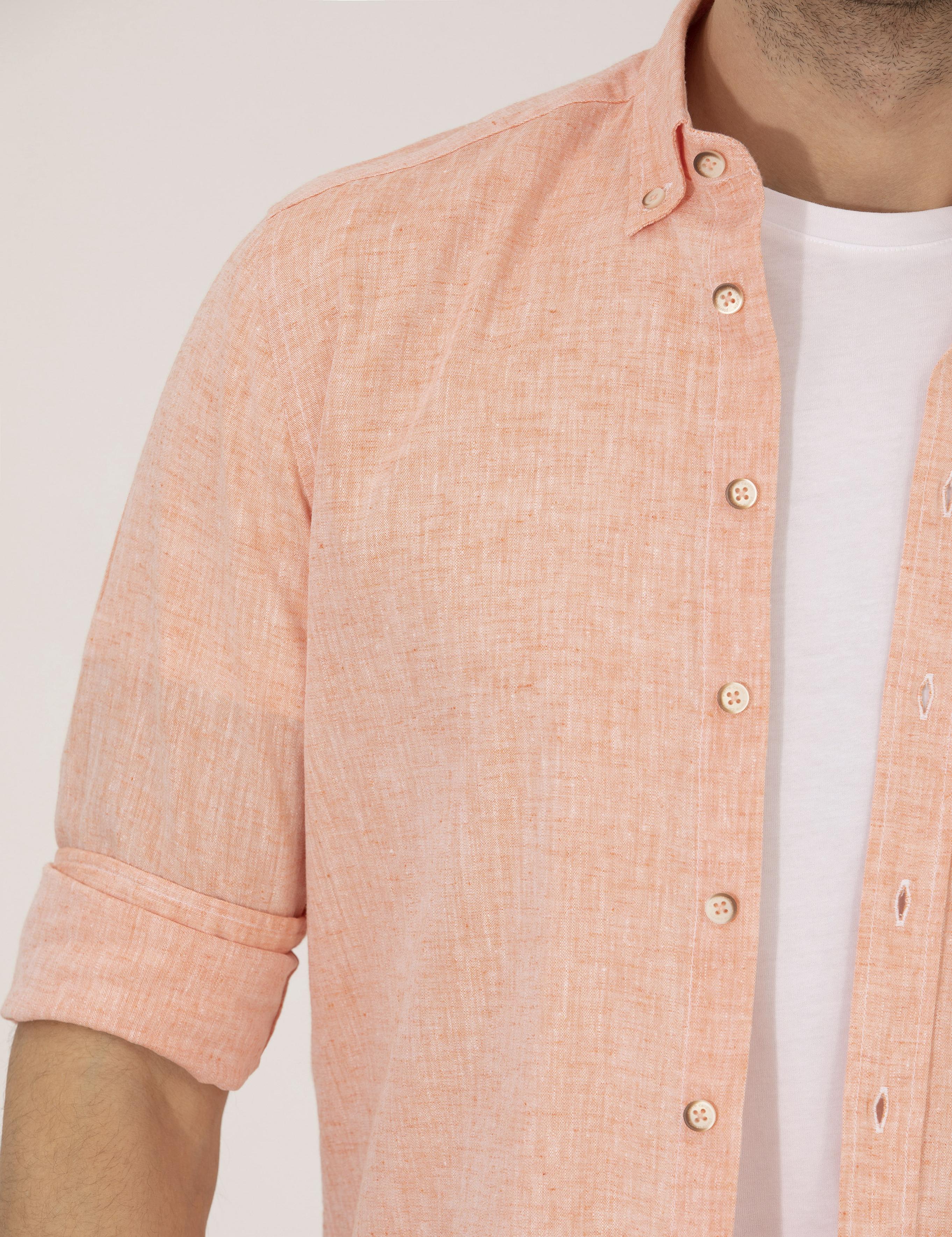 Turuncu Regular Fit Uzun Kollu Gömlek