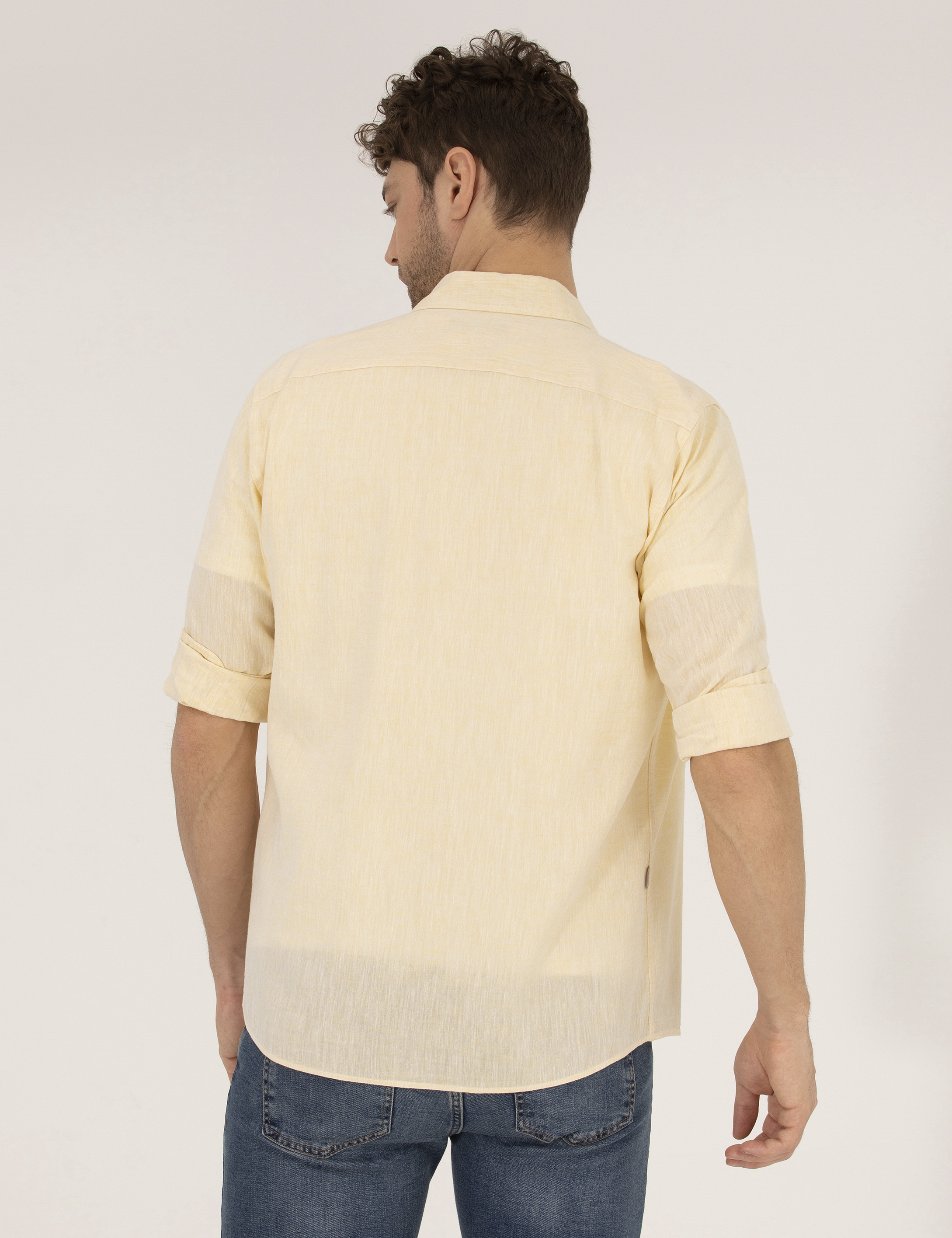 Pierre Cardin Sarı Regular Fit Uzun Kollu Gömlek görsel 5