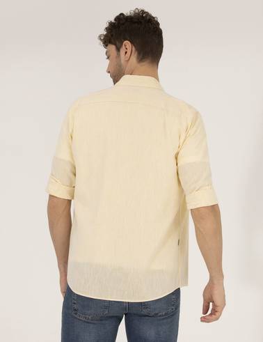 Sarı Regular Fit Uzun Kollu Gömlek