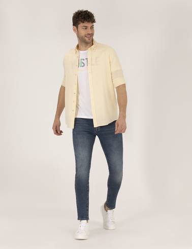 Sarı Regular Fit Uzun Kollu Gömlek