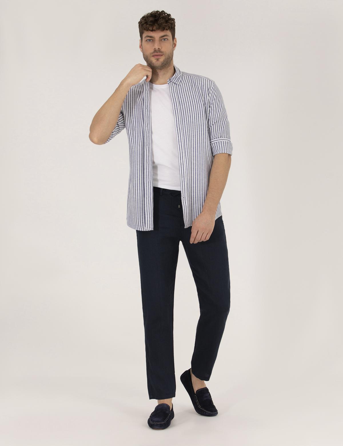 Lacivert Regular Fit Uzun Kollu Gömlek - 50269387006