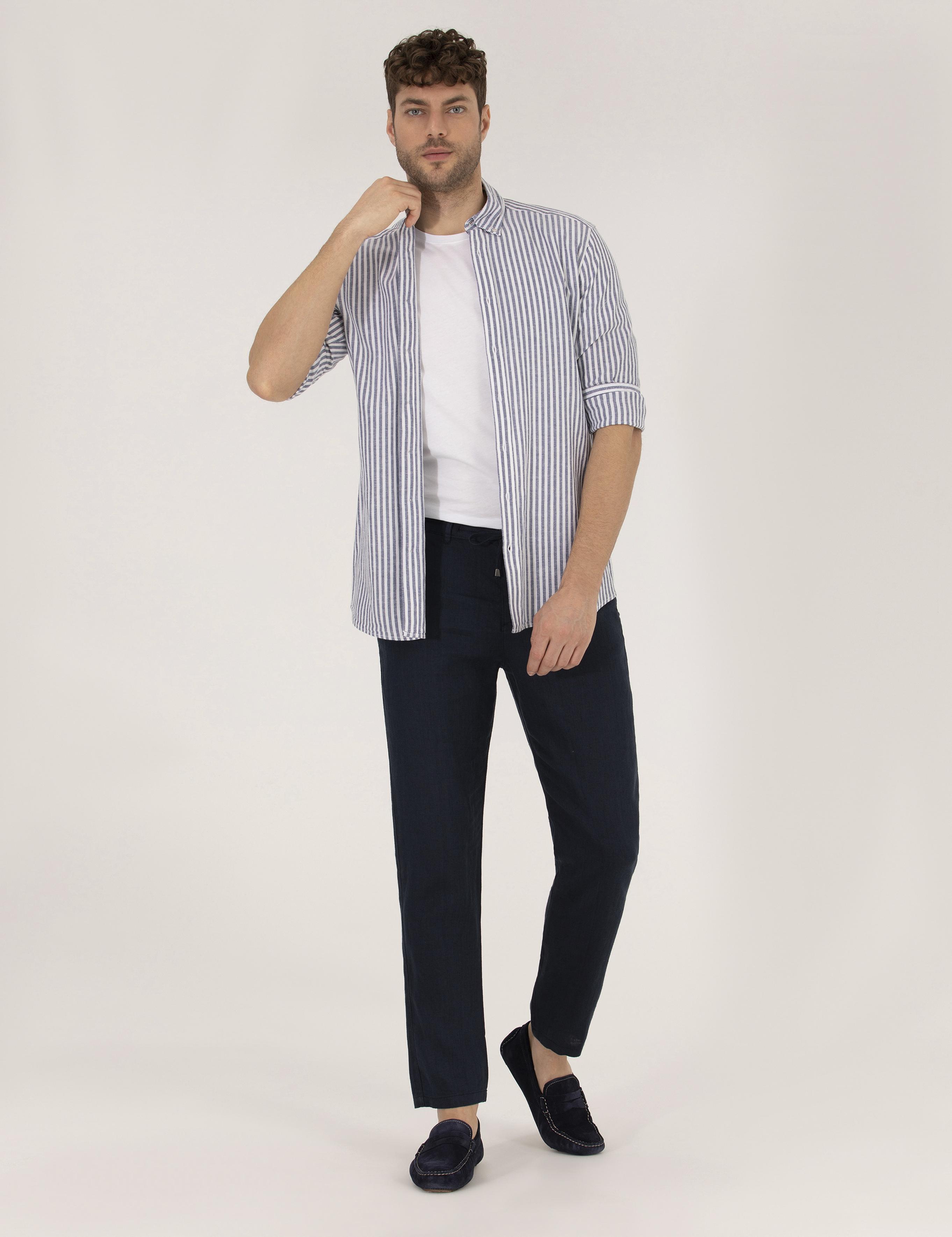 Lacivert Regular Fit Uzun Kollu Gömlek