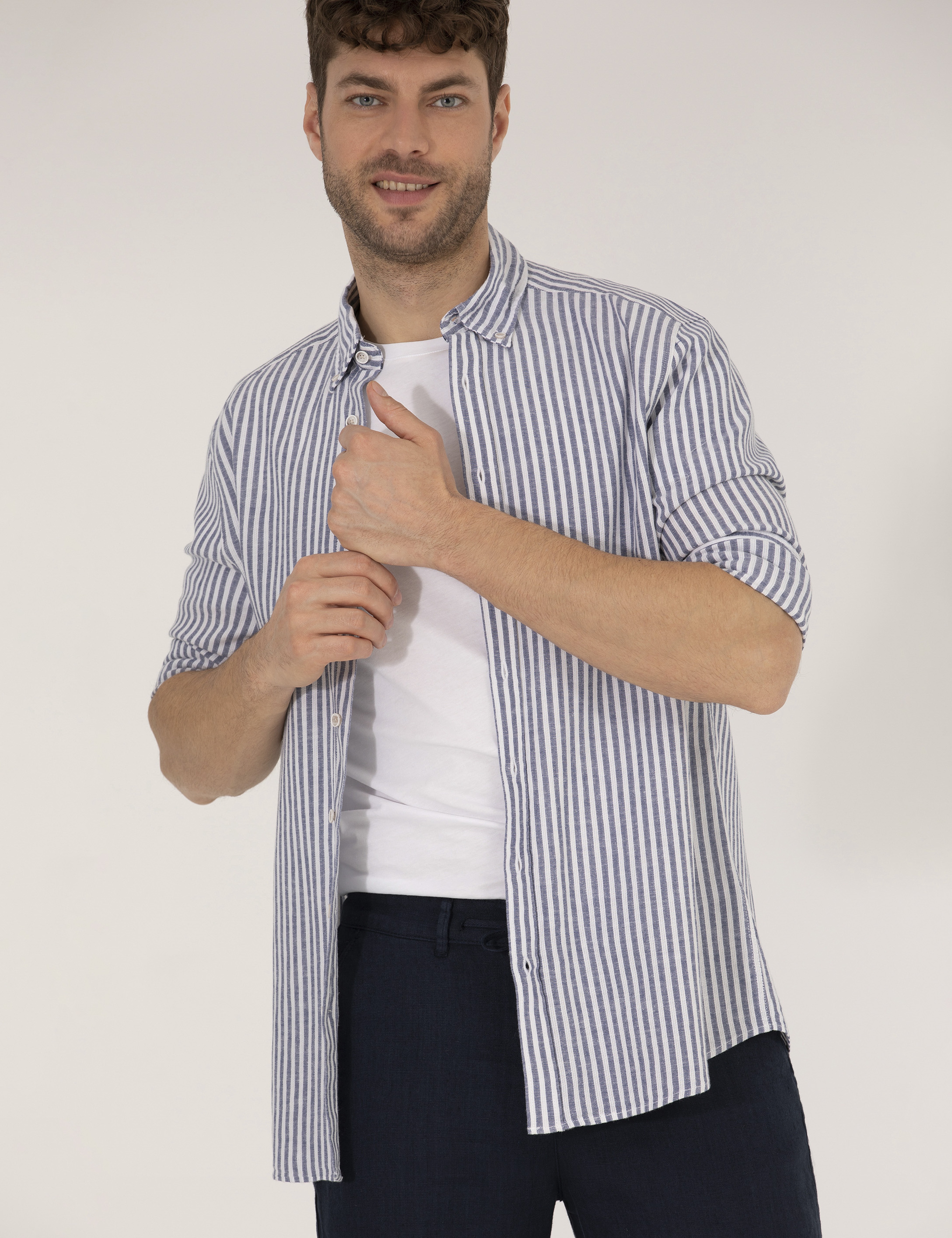 Lacivert Regular Fit Uzun Kollu Gömlek