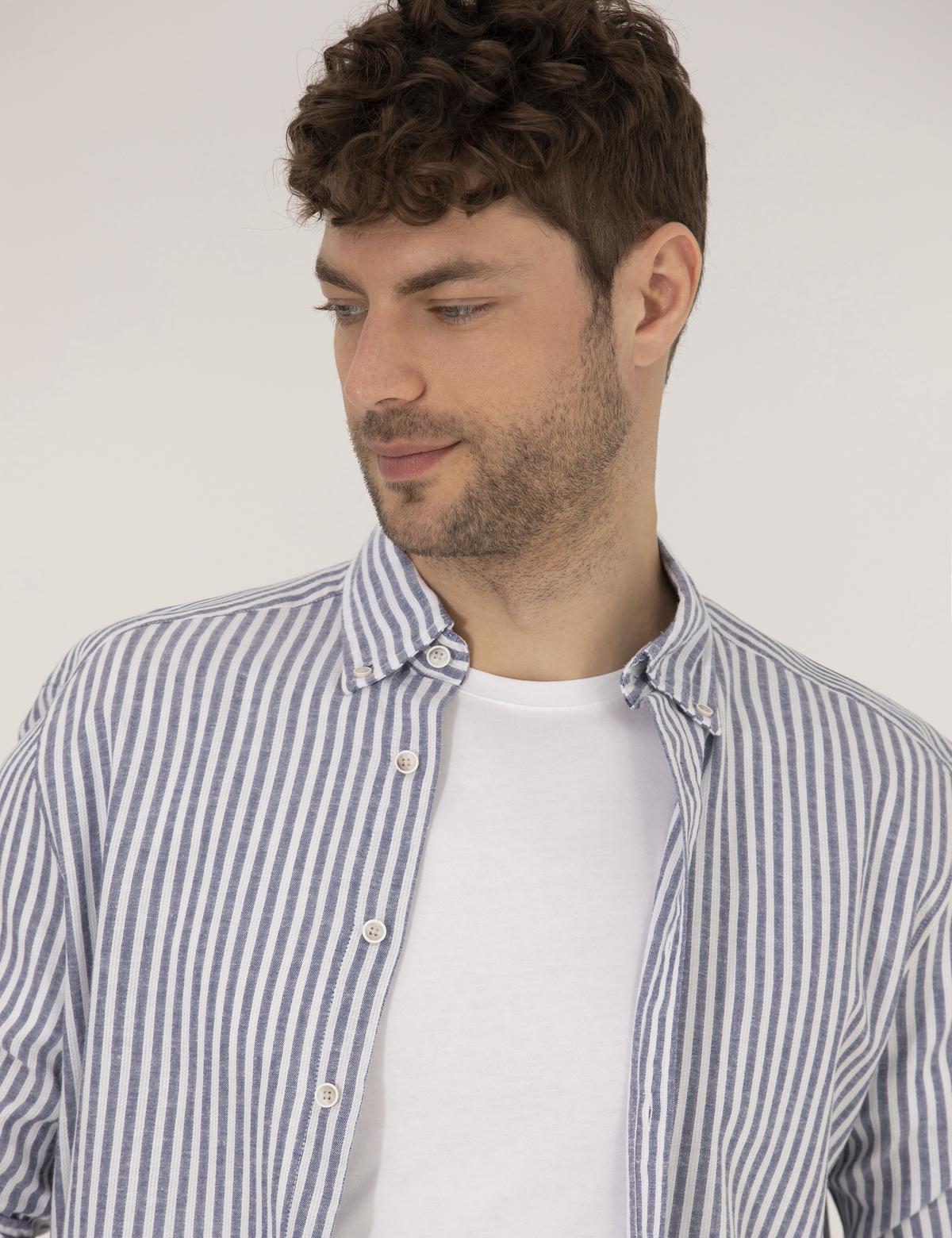 Lacivert Regular Fit Uzun Kollu Gömlek - 50269387006