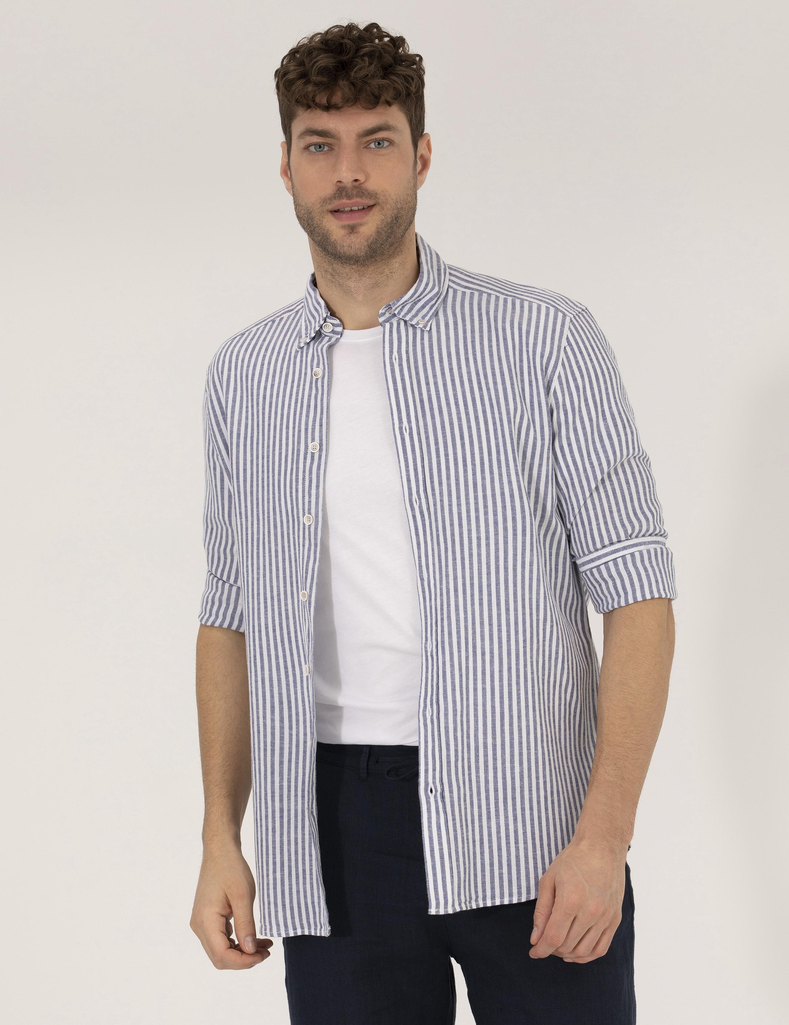 Lacivert Regular Fit Uzun Kollu Gömlek