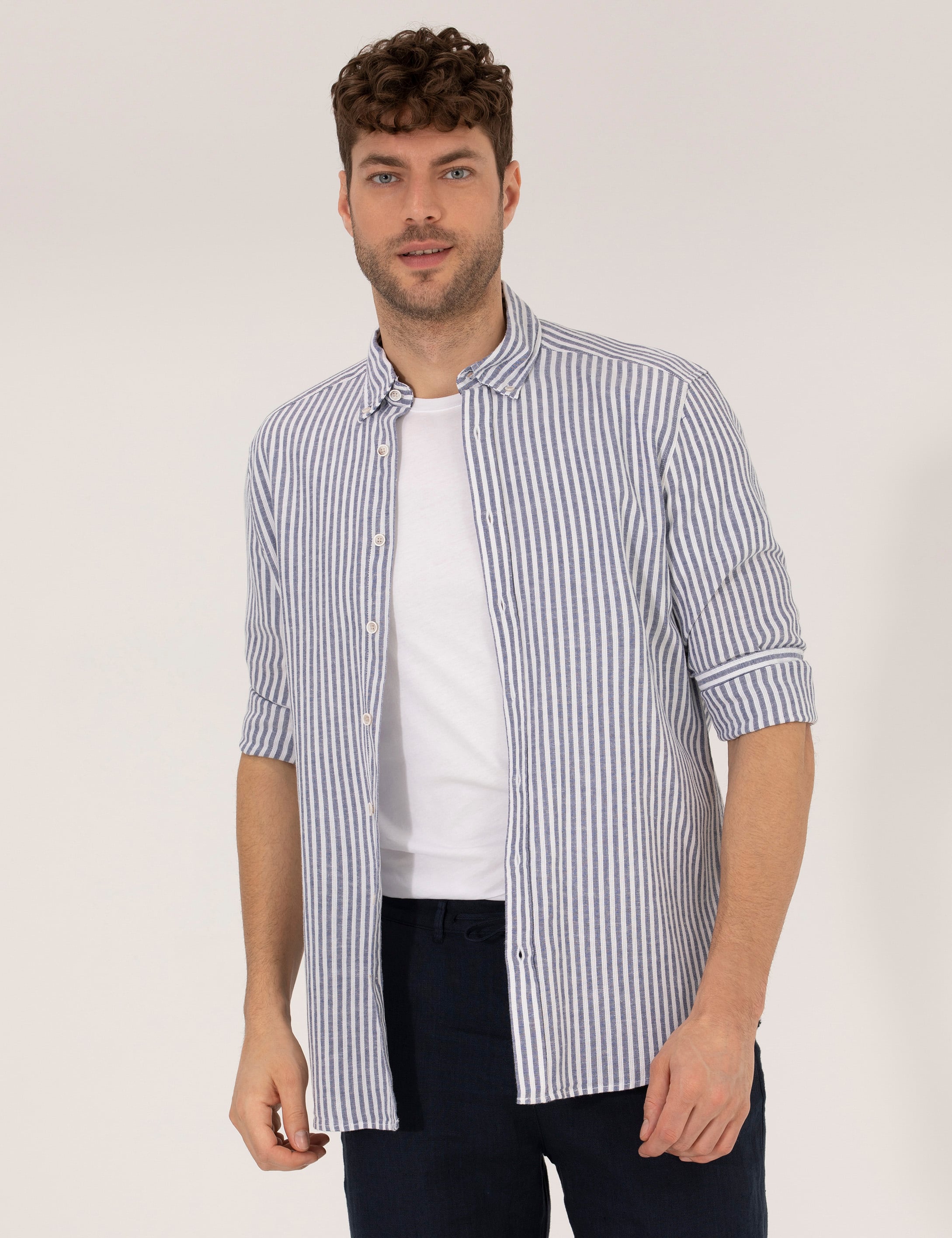 Lacivert Regular Fit Uzun Kollu Gömlek