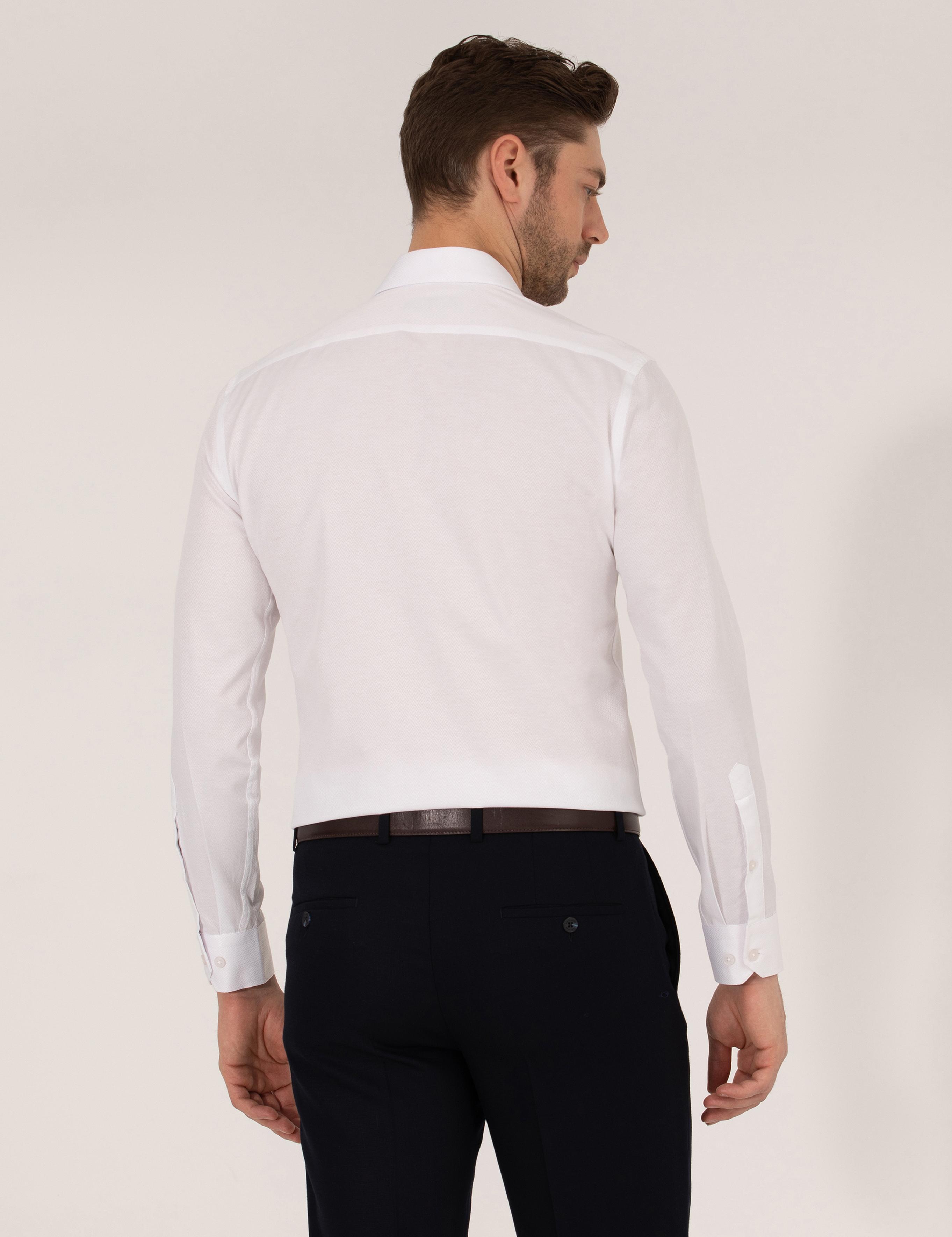 Beyaz Slim Fit Uzun Kollu Gömlek