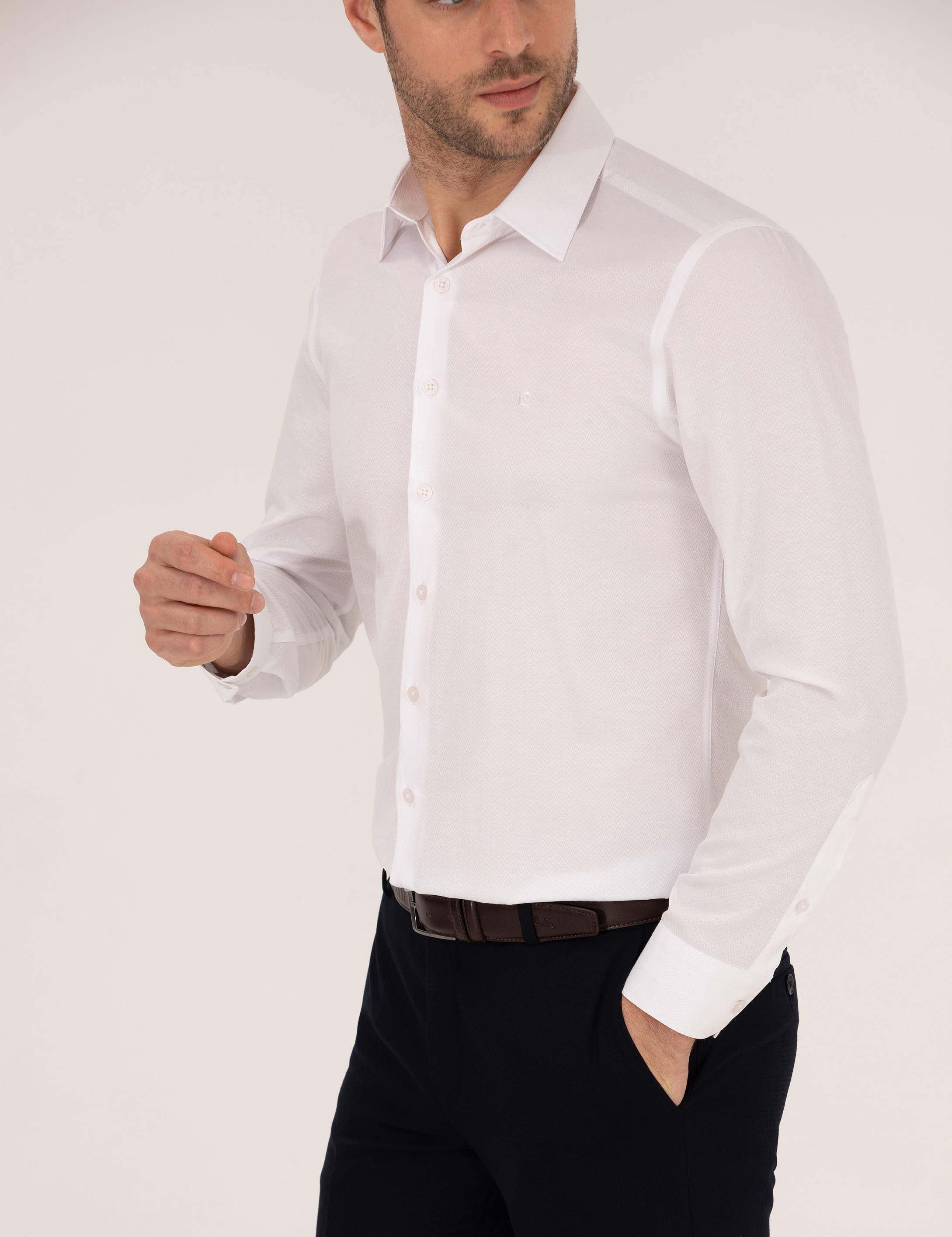 Pierre Cardin Beyaz Slim Fit Uzun Kollu Gömlek görsel 6