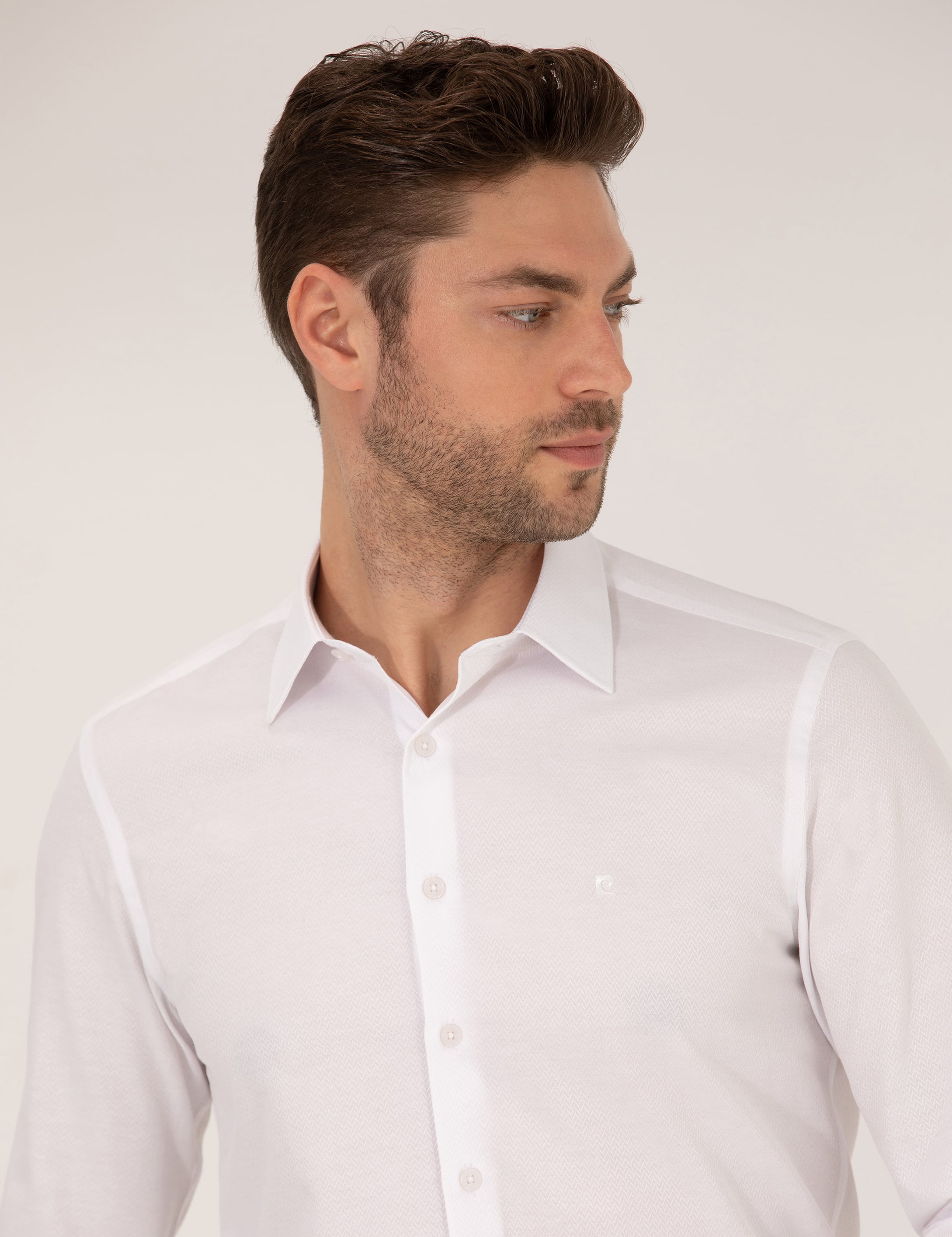 Beyaz Slim Fit Uzun Kollu Gömlek - Image 2