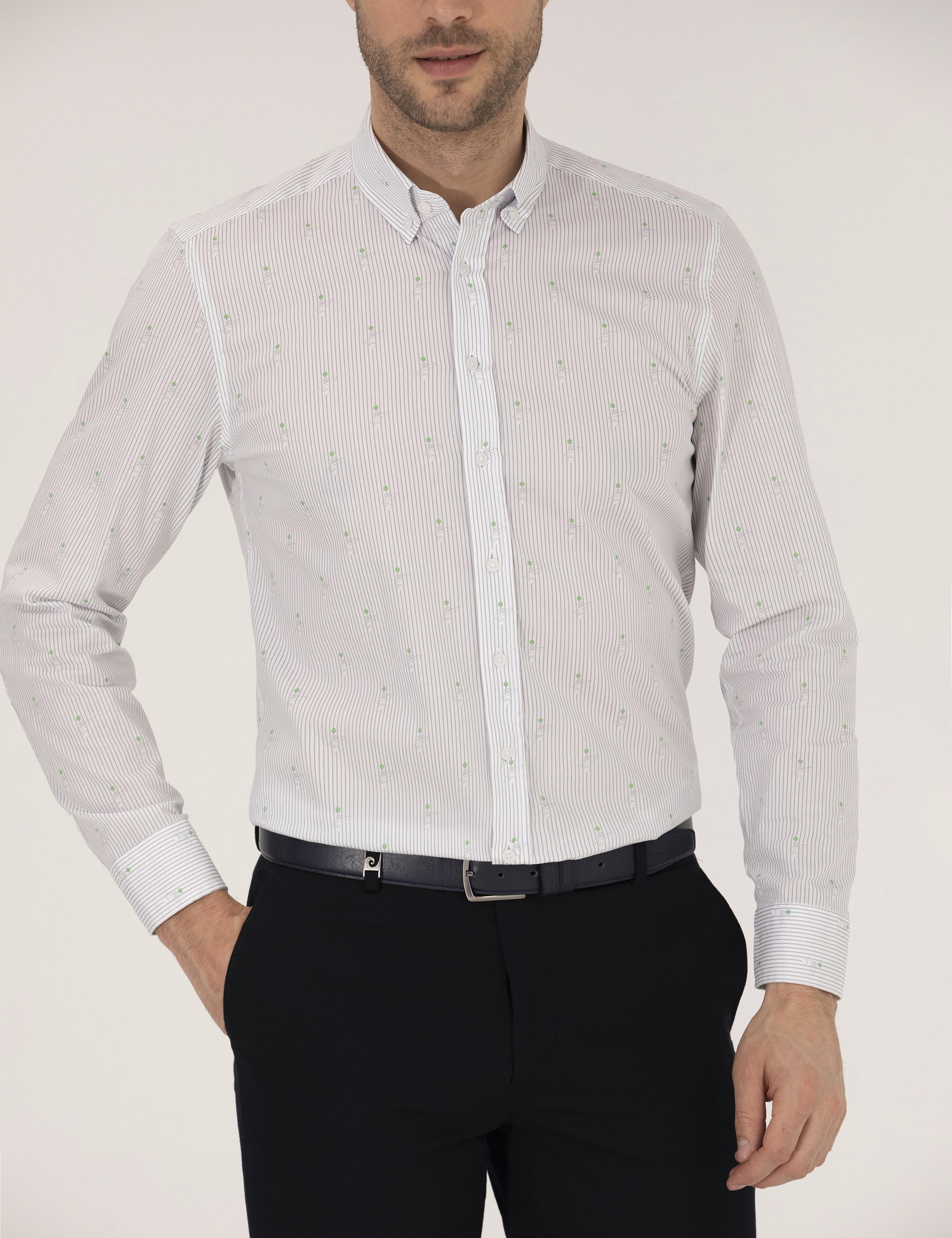 Açık Yeşil Slim Fit Uzun Kollu Gömlek