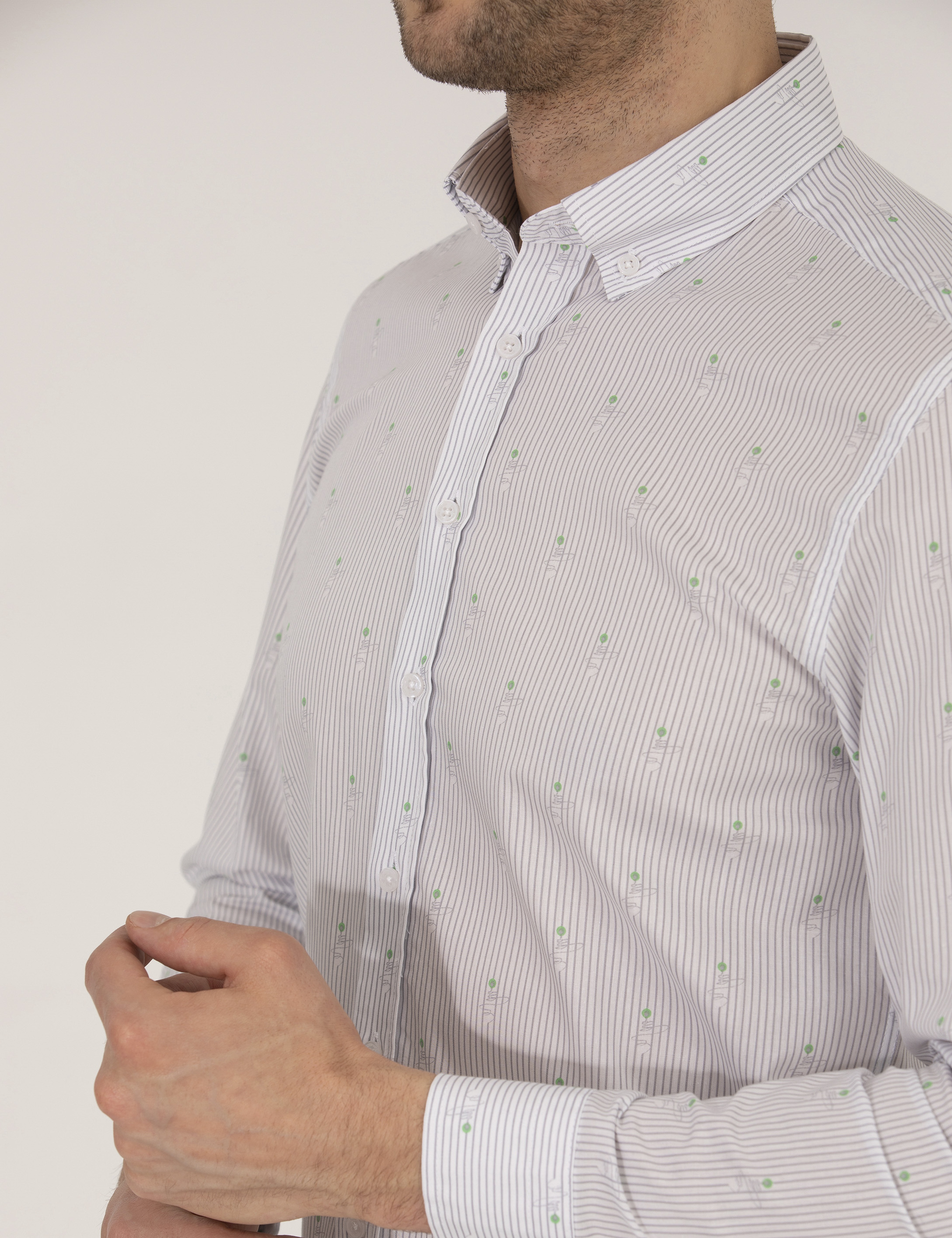 Açık Yeşil Slim Fit Uzun Kollu Gömlek - Image 7