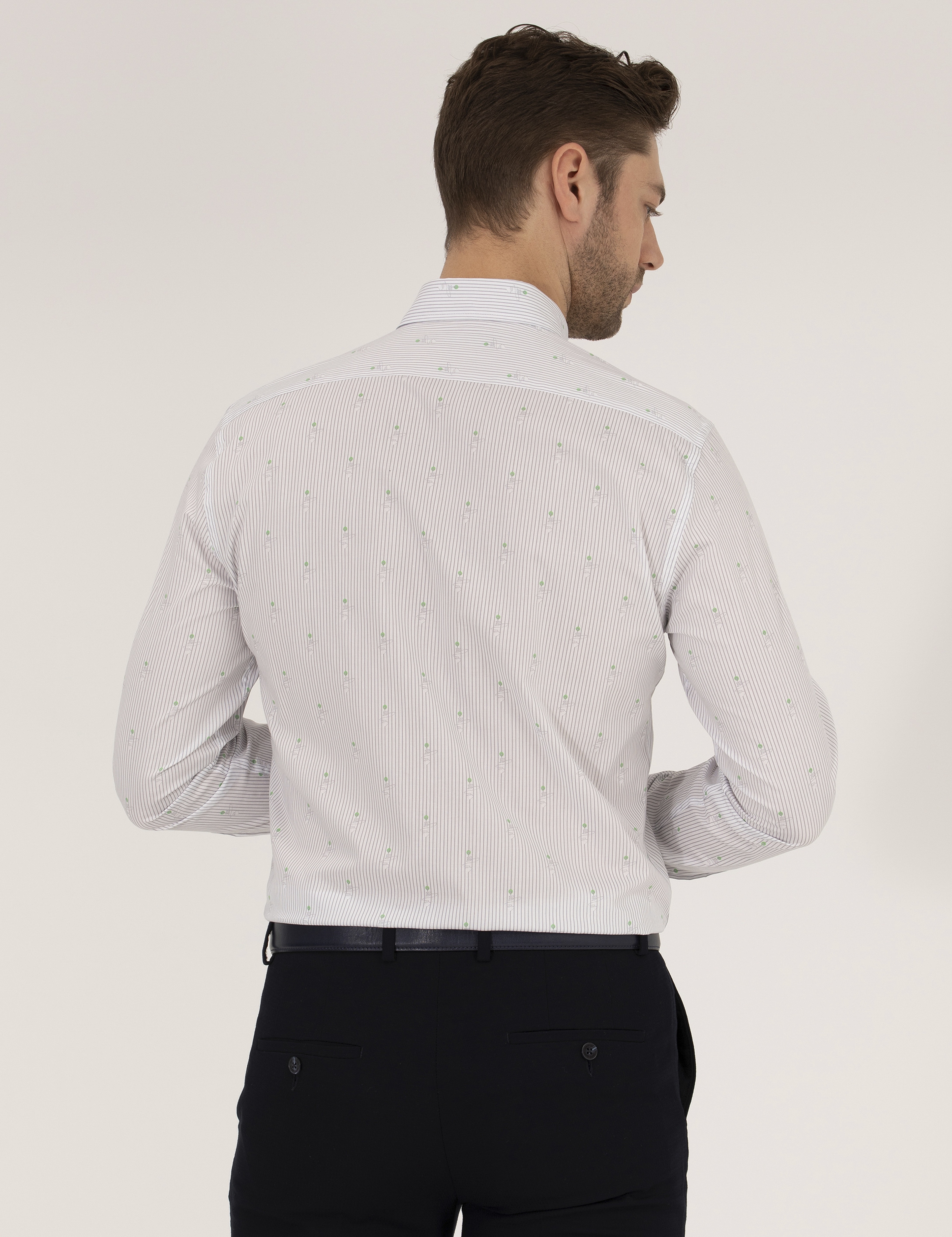 Açık Yeşil Slim Fit Uzun Kollu Gömlek - Image 5