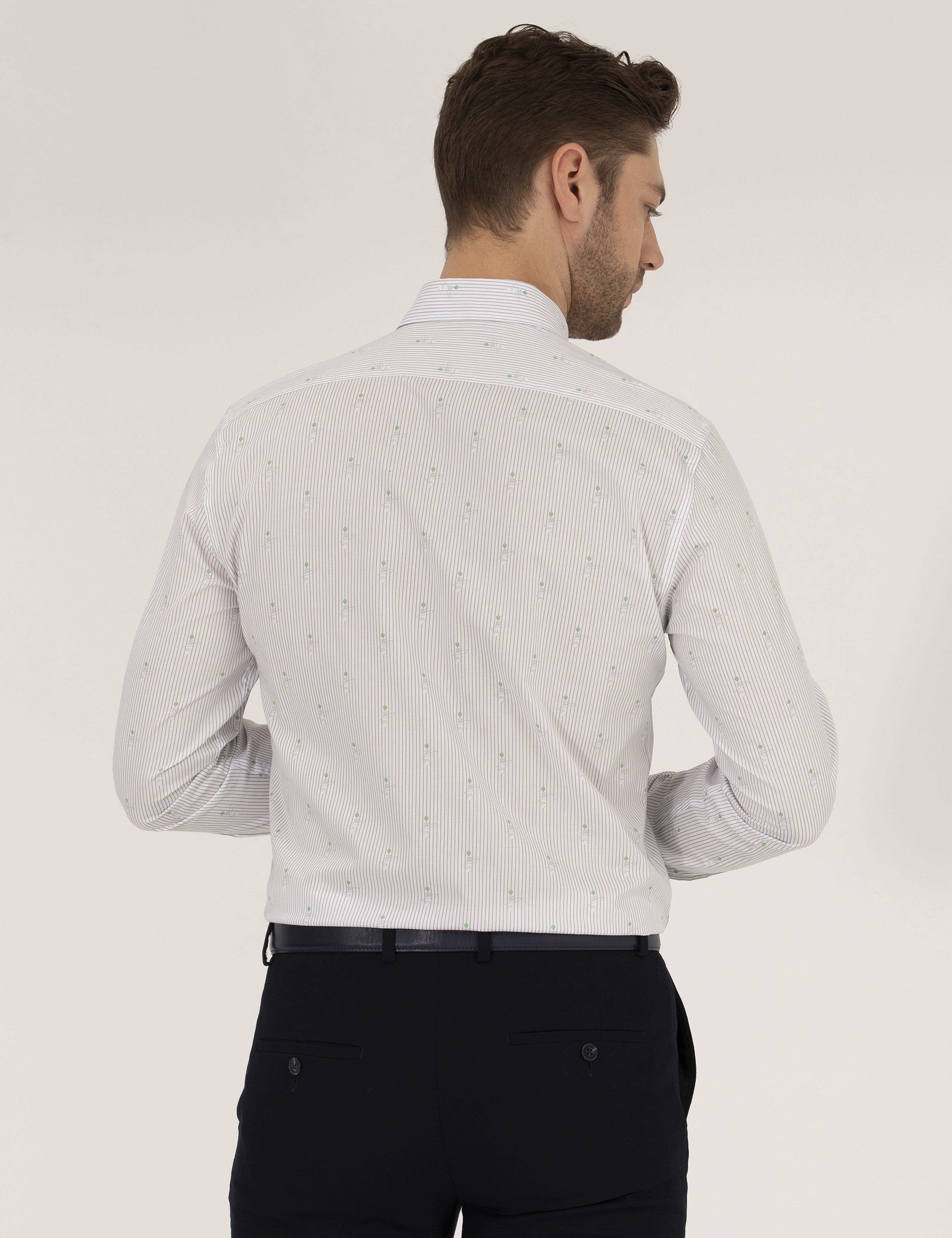 Açık Yeşil Slim Fit Uzun Kollu Gömlek