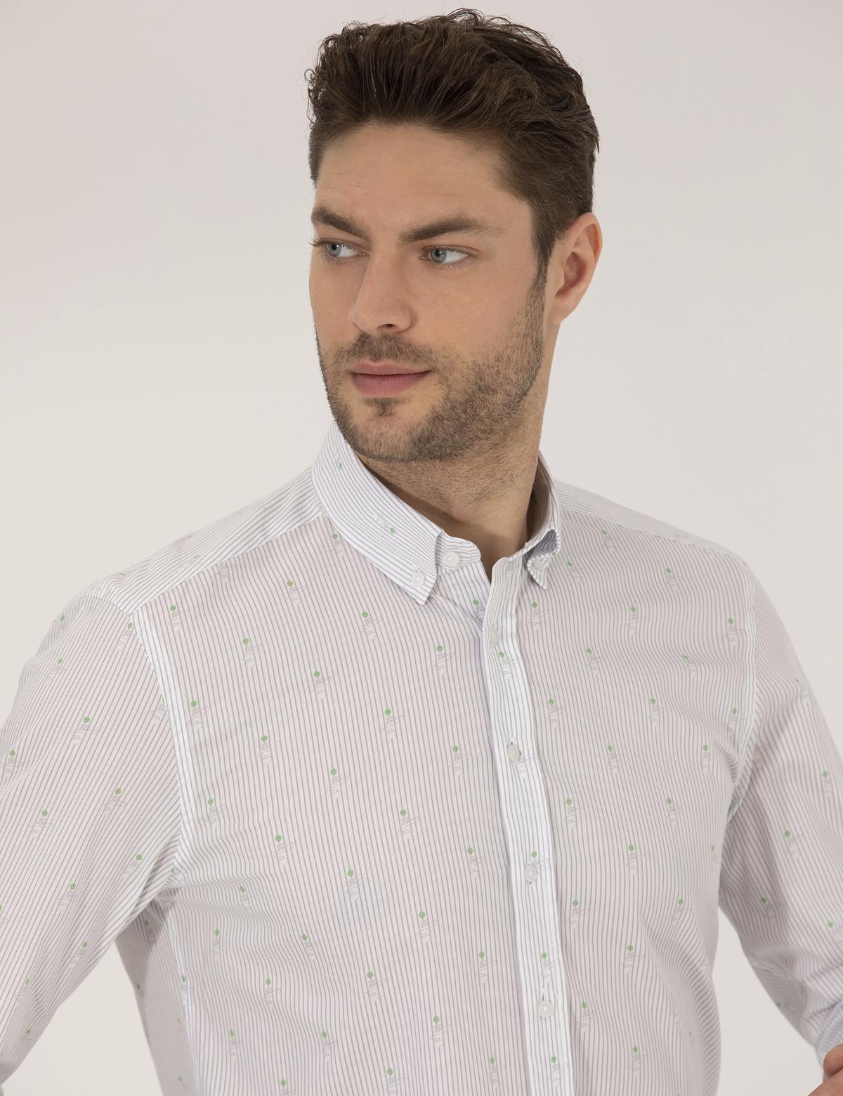 Açık Yeşil Slim Fit Uzun Kollu Gömlek - 50264896047