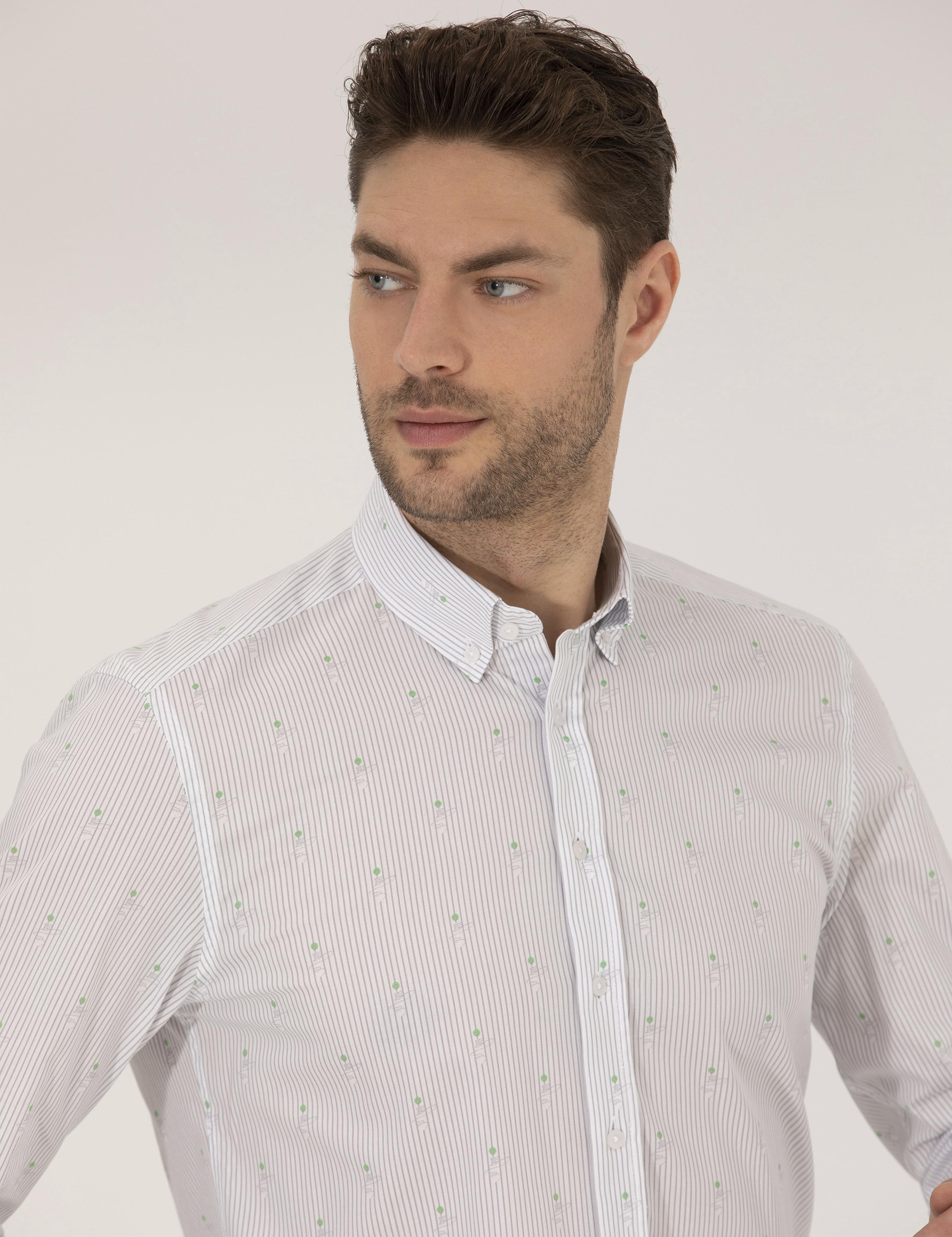 Açık Yeşil Slim Fit Uzun Kollu Gömlek