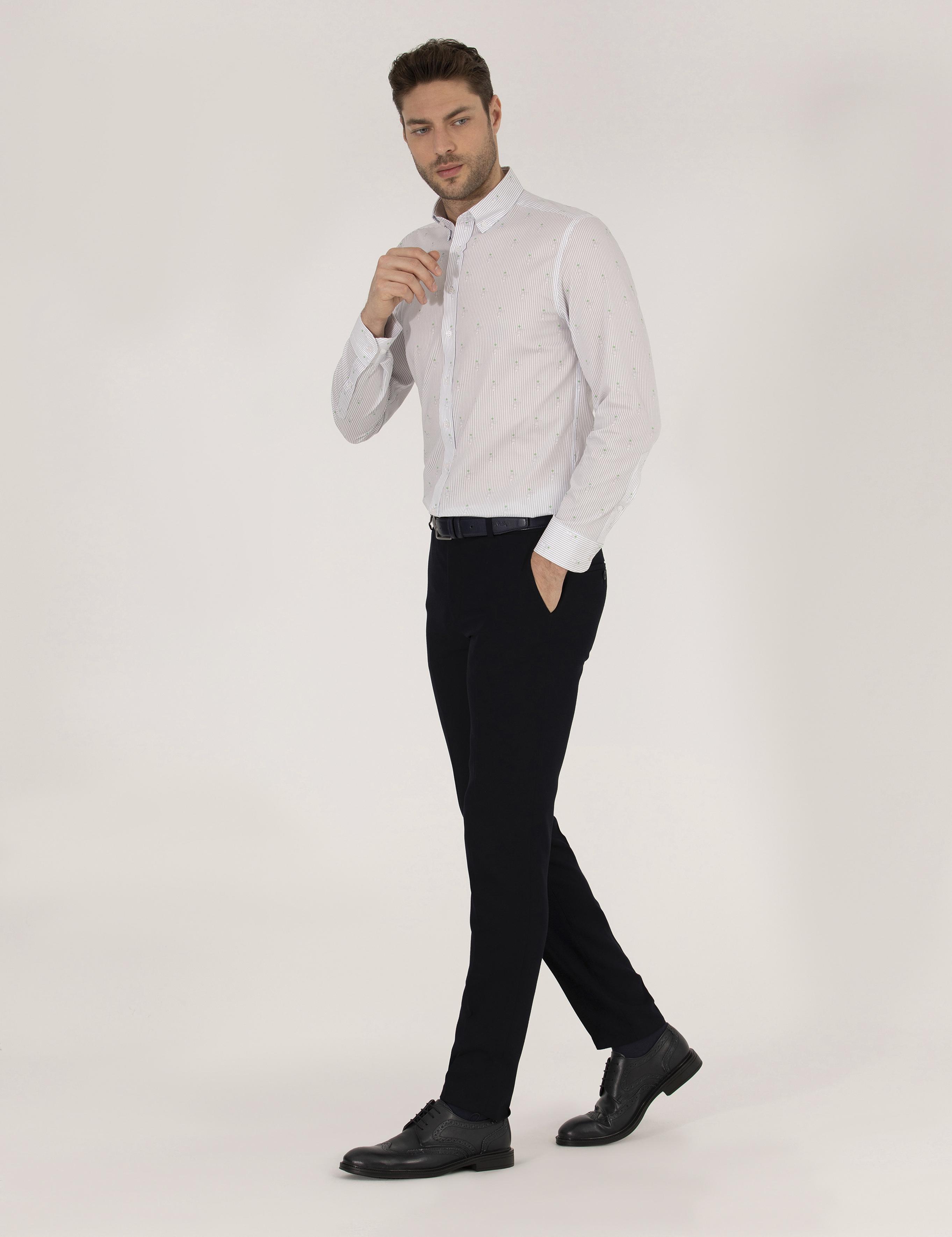 Açık Yeşil Slim Fit Uzun Kollu Gömlek