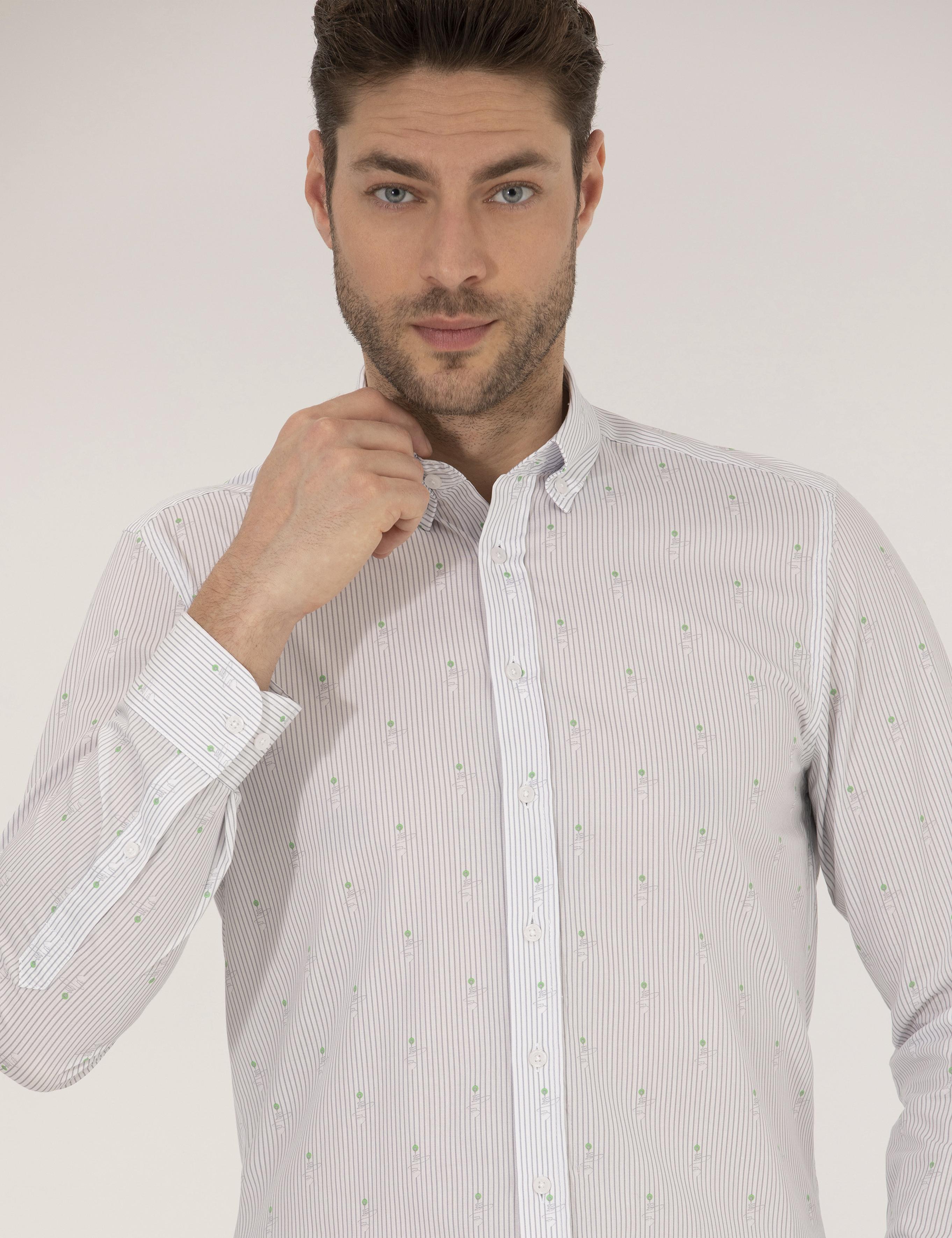 Açık Yeşil Slim Fit Uzun Kollu Gömlek