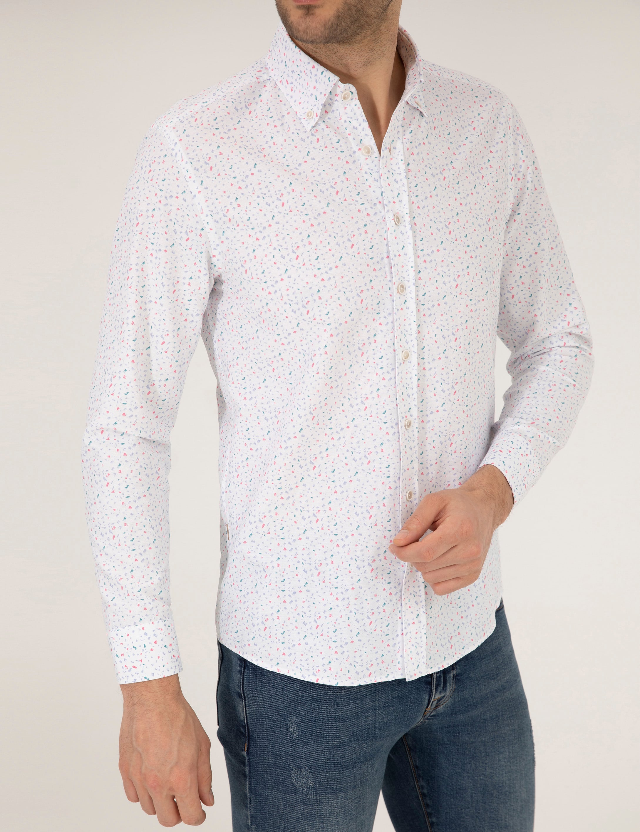 Pierre Cardin Pembe Slim Fit Uzun Kollu Gömlek görsel 6
