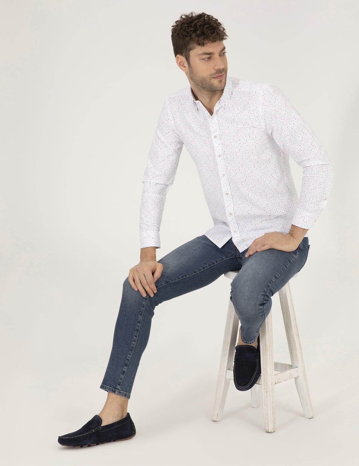 Pembe Slim Fit Uzun Kollu Gömlek - 50265075029