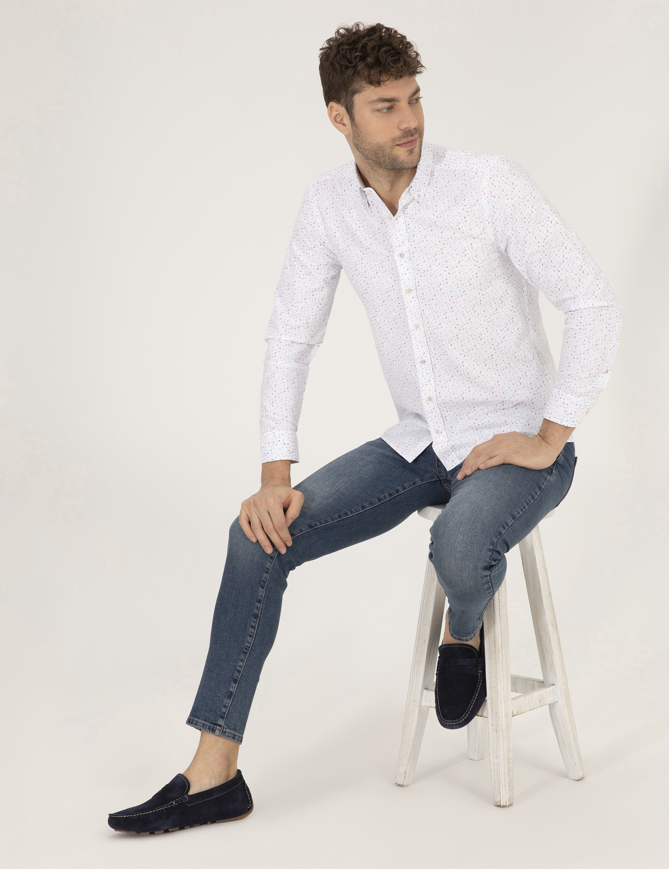 Pembe Slim Fit Uzun Kollu Gömlek - Image 4