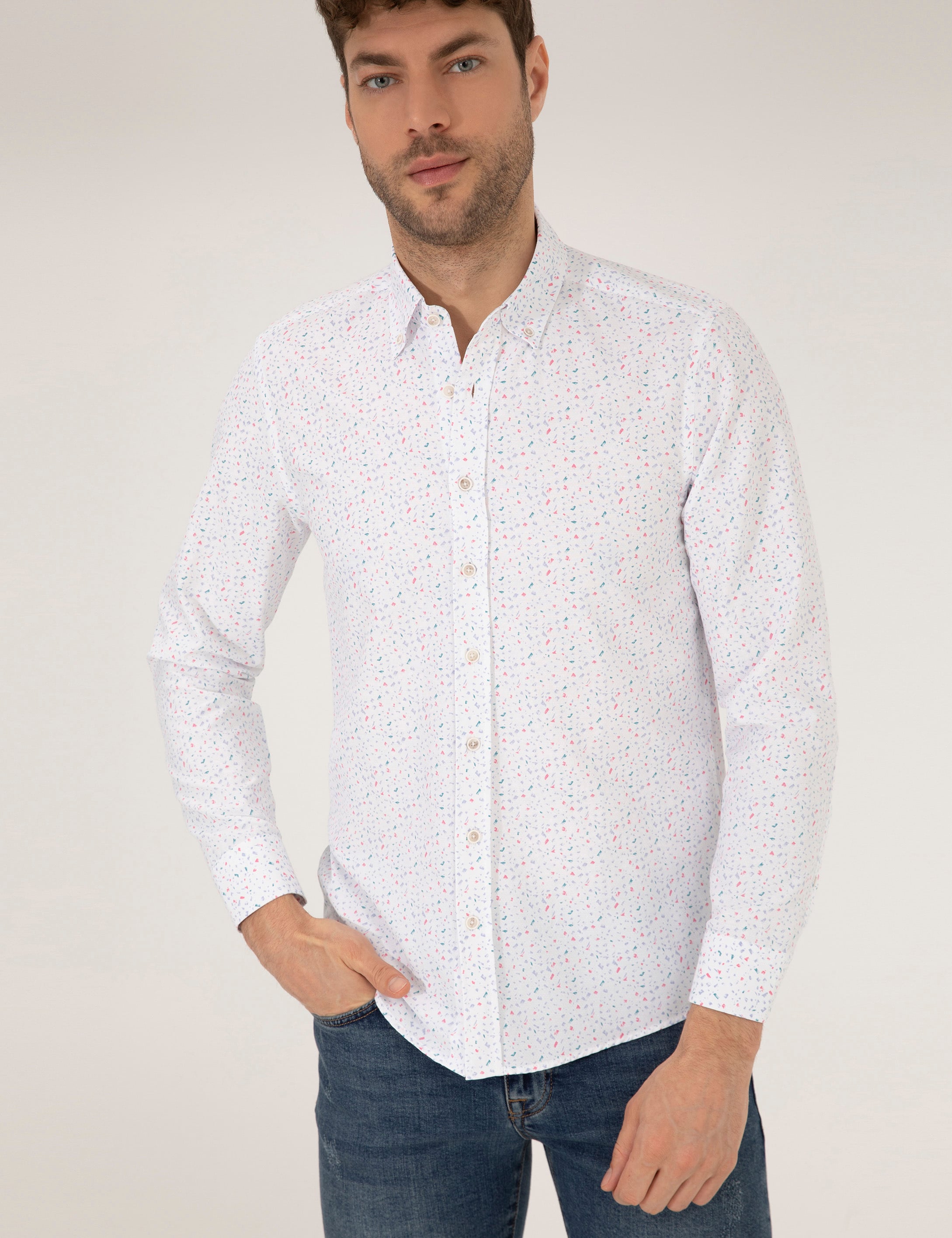 Pierre Cardin Pembe Slim Fit Uzun Kollu Gömlek görsel 3