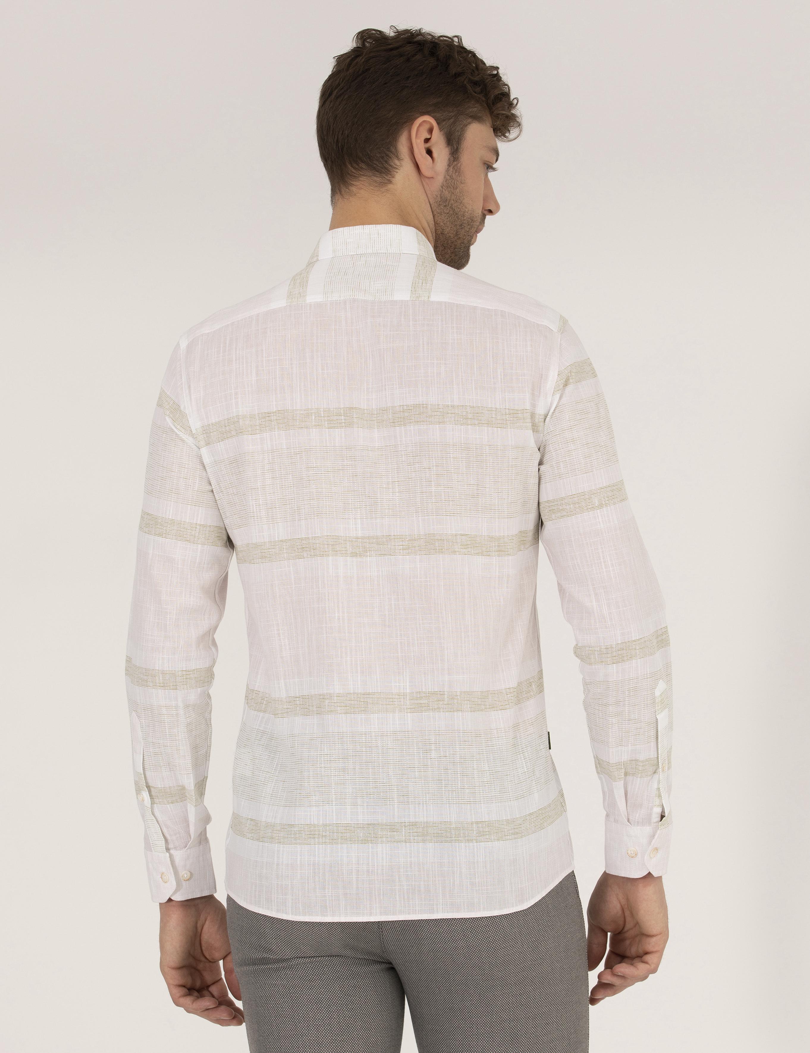 Yeşil Slim Fit Uzun Kollu Gömlek