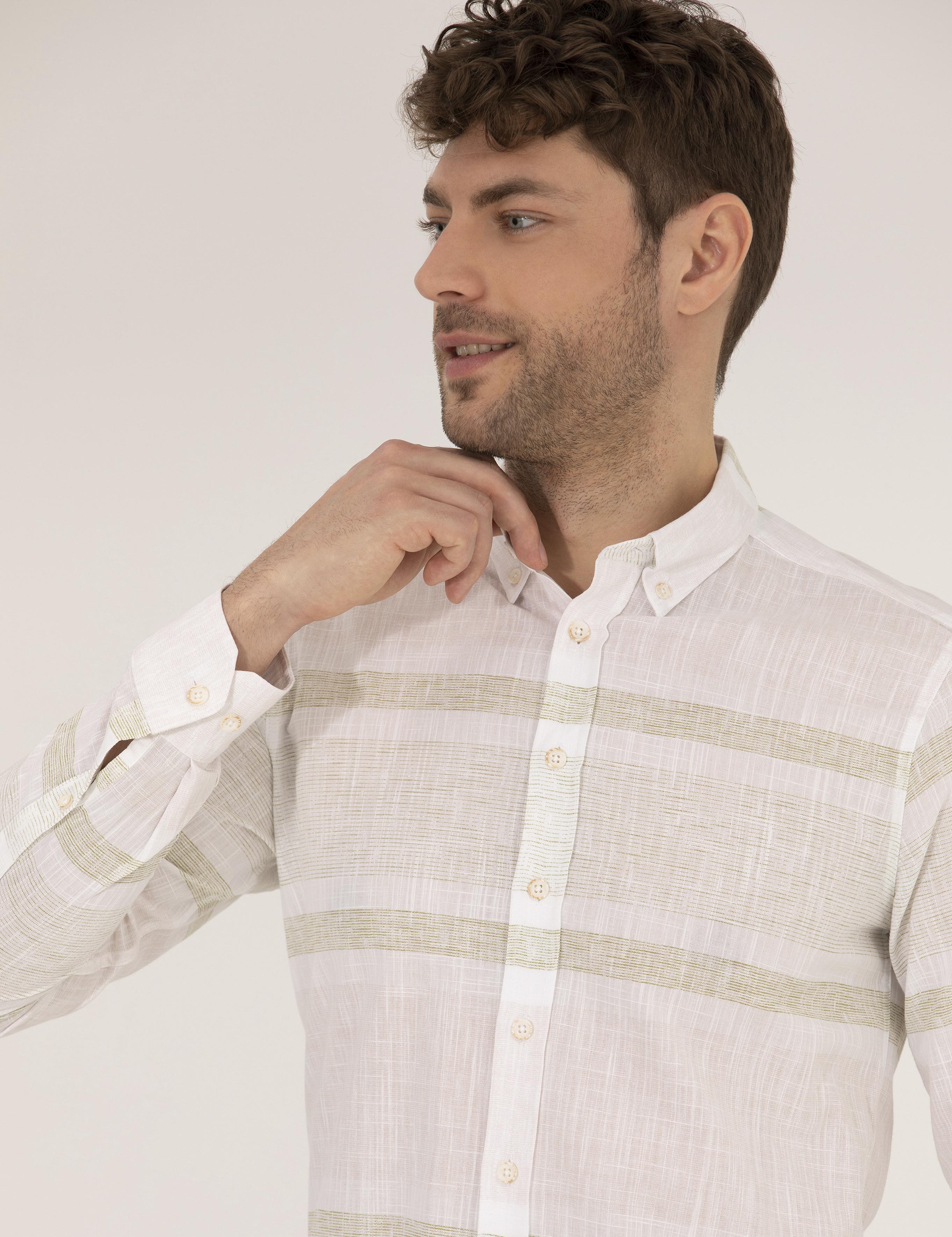 Yeşil Slim Fit Uzun Kollu Gömlek