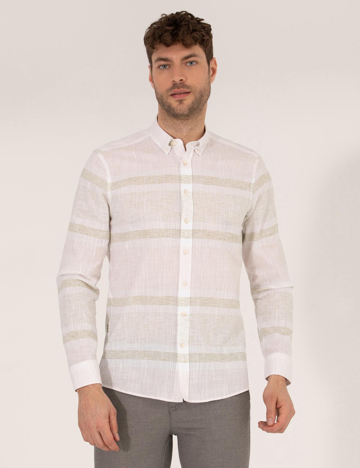 Yeşil Slim Fit Uzun Kollu Gömlek