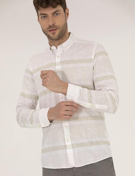 Yeşil Slim Fit Uzun Kollu Gömlek - 50249758020