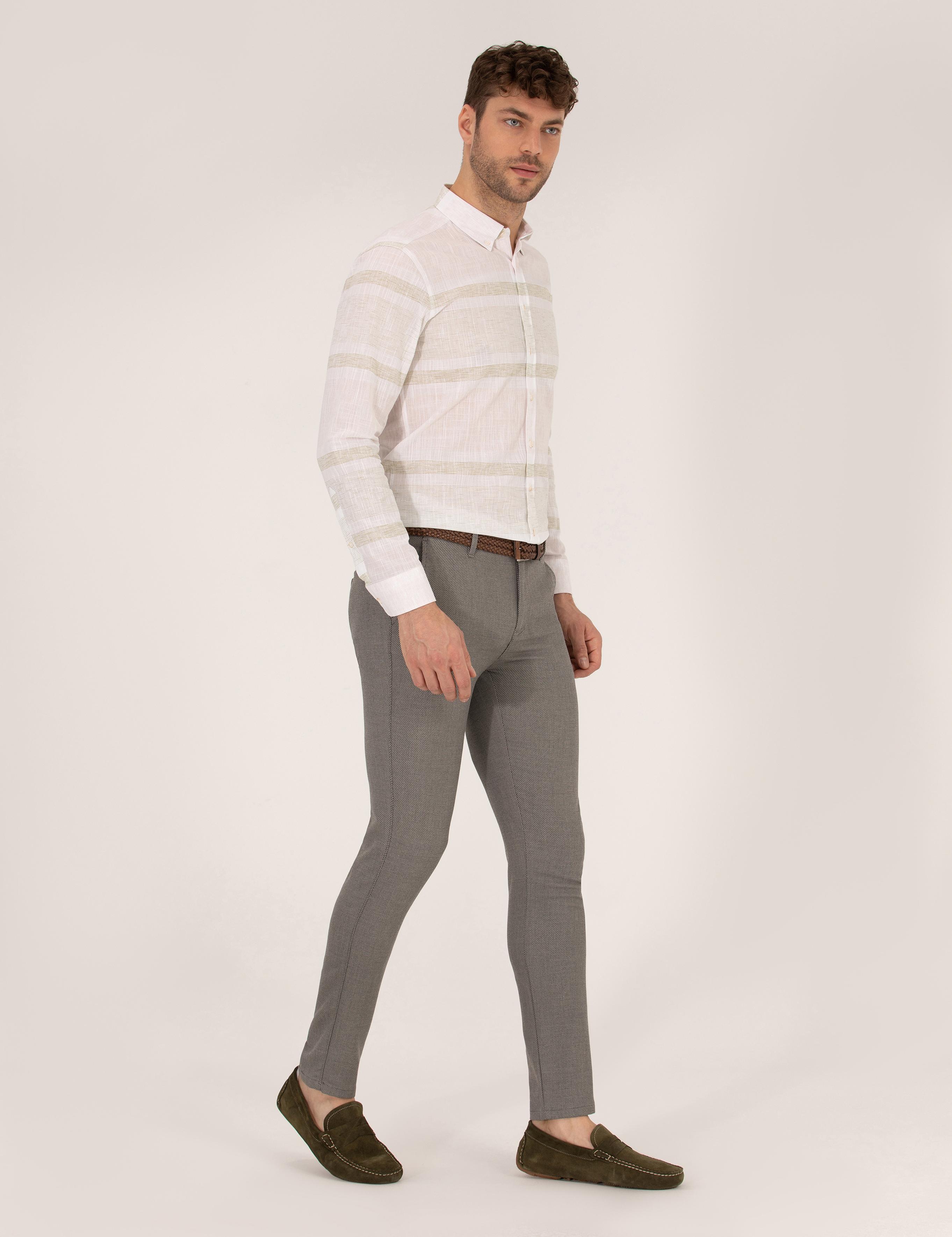 Yeşil Slim Fit Uzun Kollu Gömlek