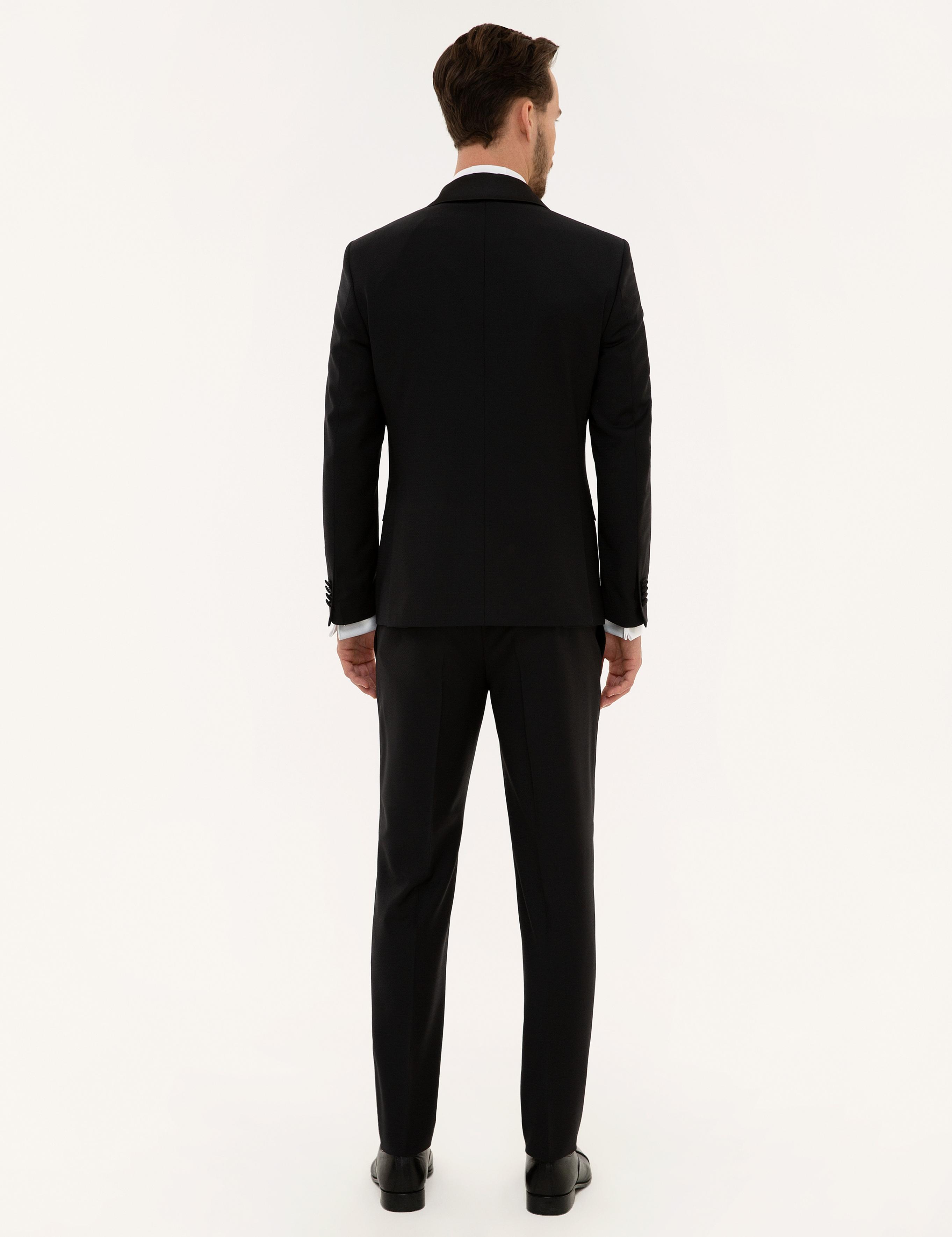 Siyah Ex.Slim Fit Yelekli Smokin Damatlık