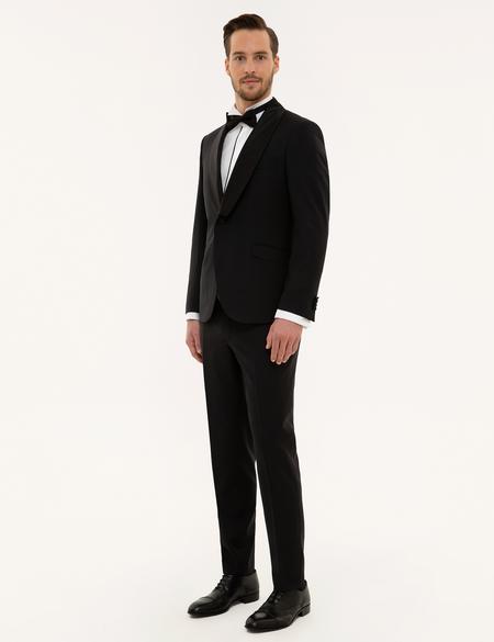 Siyah Ex.Slim Fit Yelekli Smokin Damatlık - 50224051047