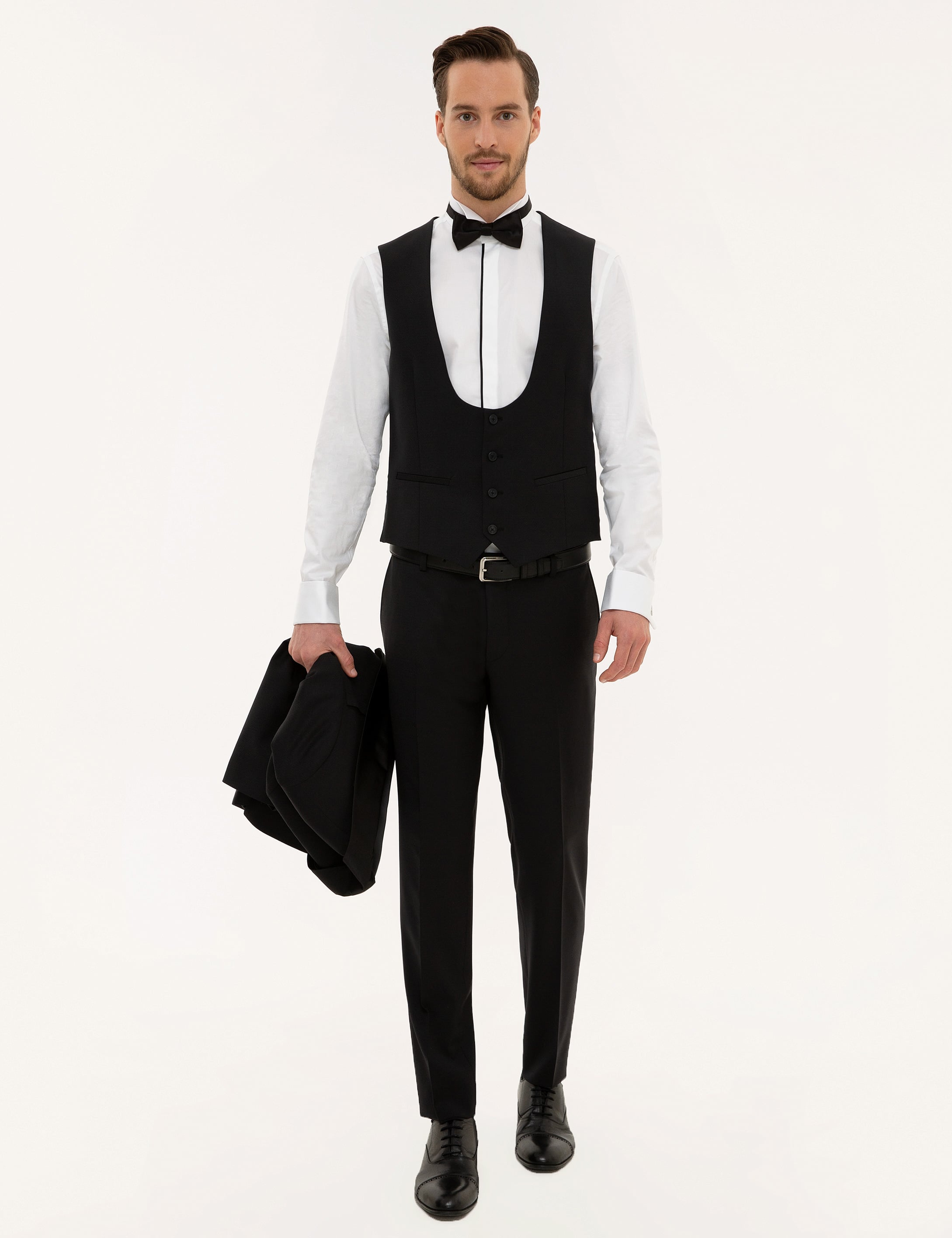 Siyah Ex.Slim Fit Yelekli Smokin Damatlık