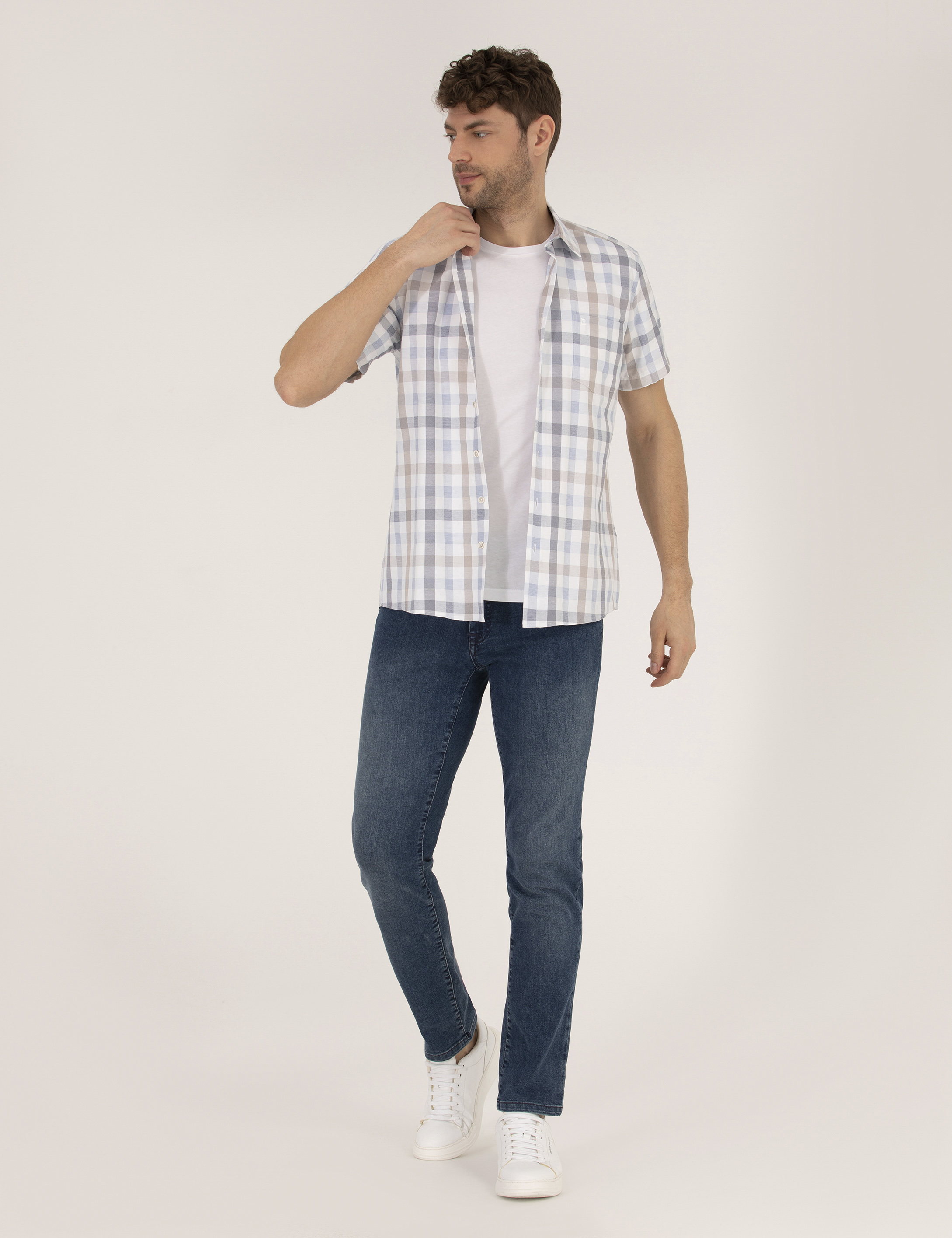 Mavi Regular Fit Kısa Kollu Gömlek - Image 4