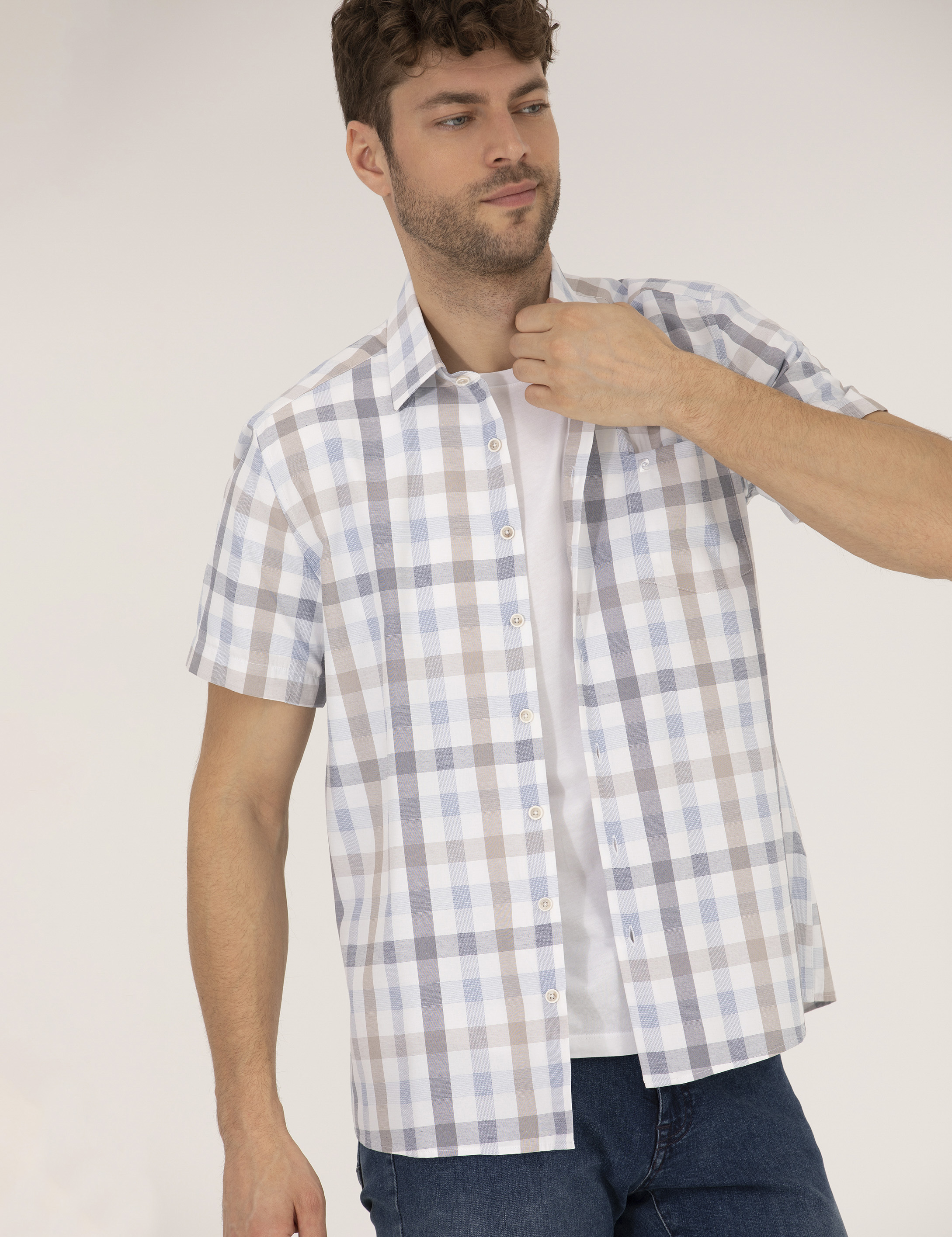 Mavi Regular Fit Kısa Kollu Gömlek - Image 3